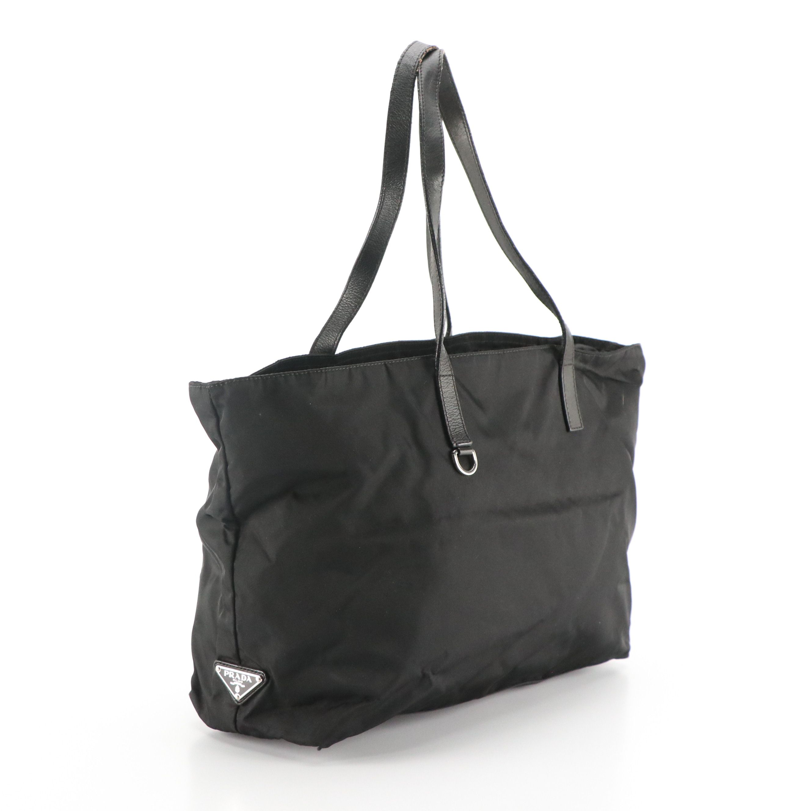 Prada Zip Tote Bag in Black Tessuto Nylon and Leather