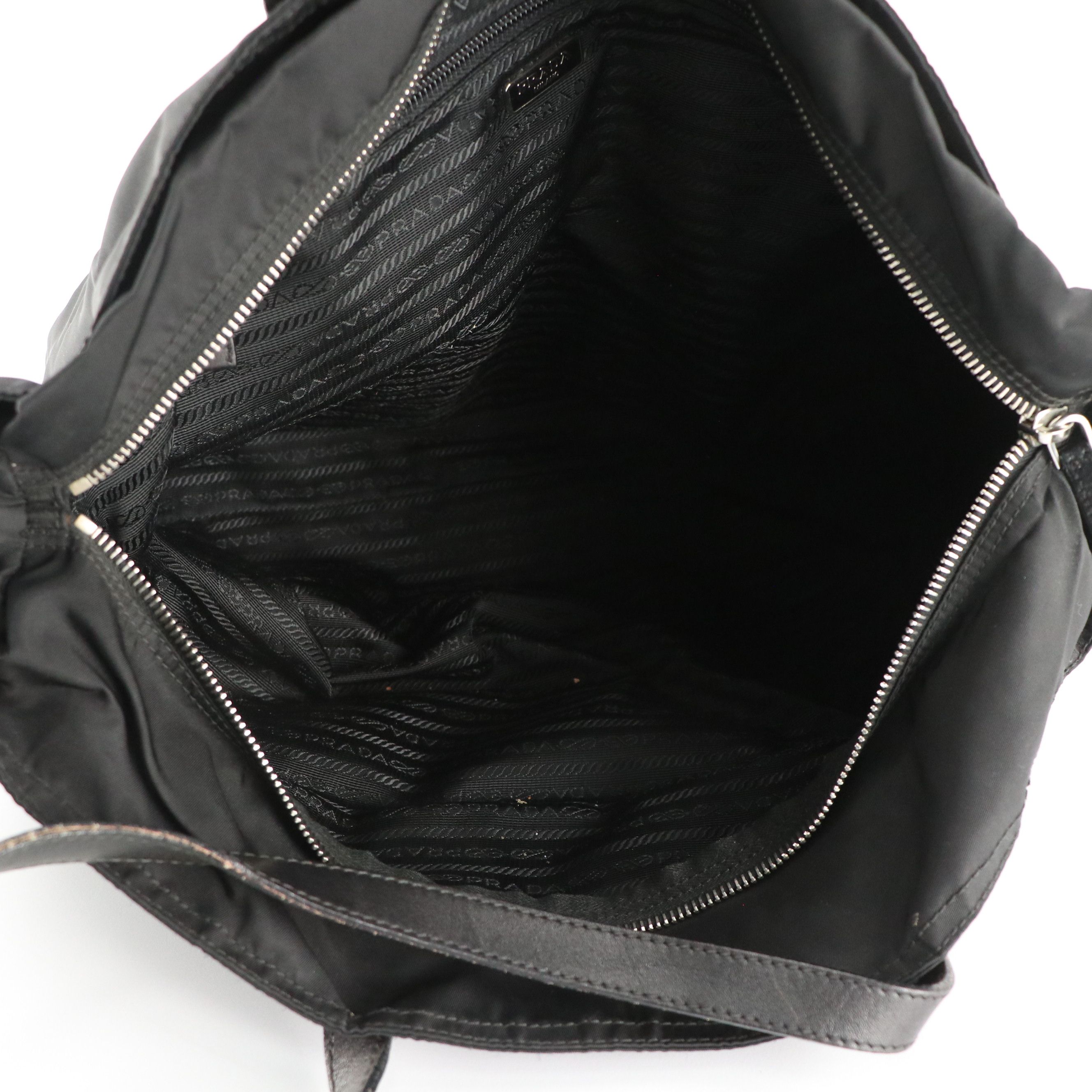 Prada Zip Tote Bag in Black Tessuto Nylon and Leather
