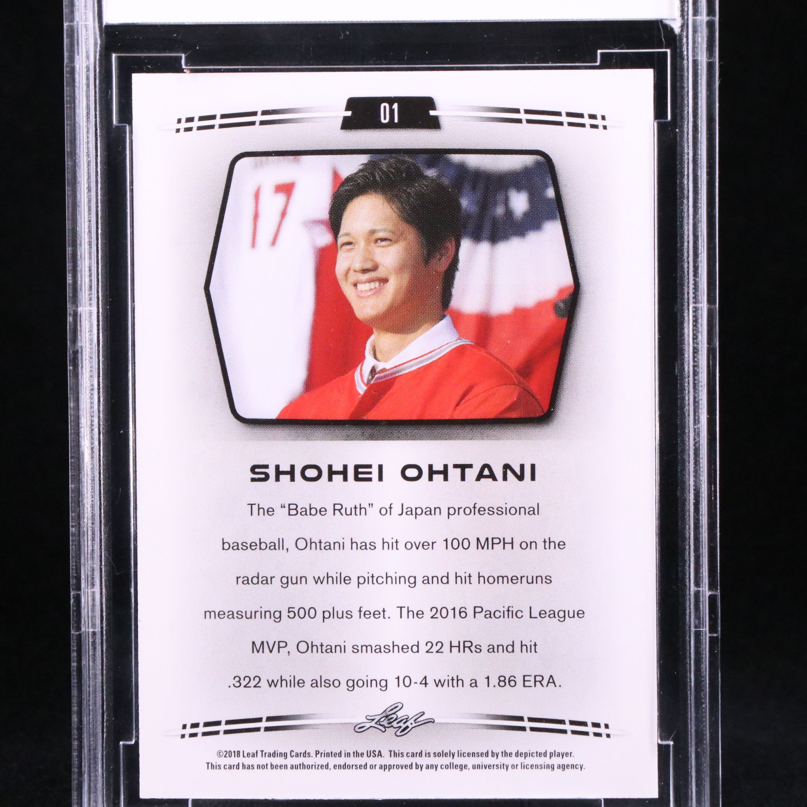 2018 Leaf Shohei Ohtani Rookie Year Baseball Card Graded BCCG 10