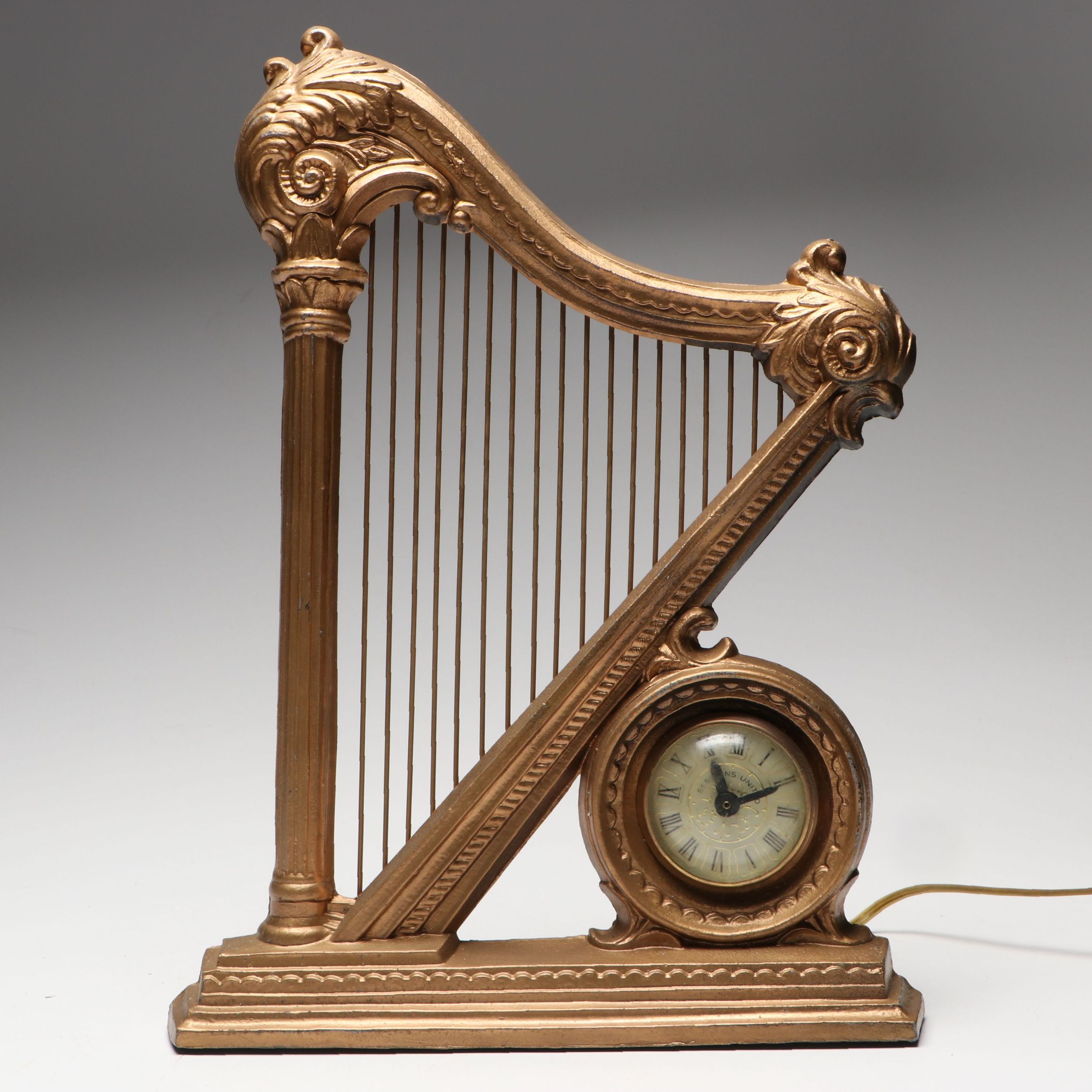 Sessions United Electric Metal Harp Figural Mantel Lamp