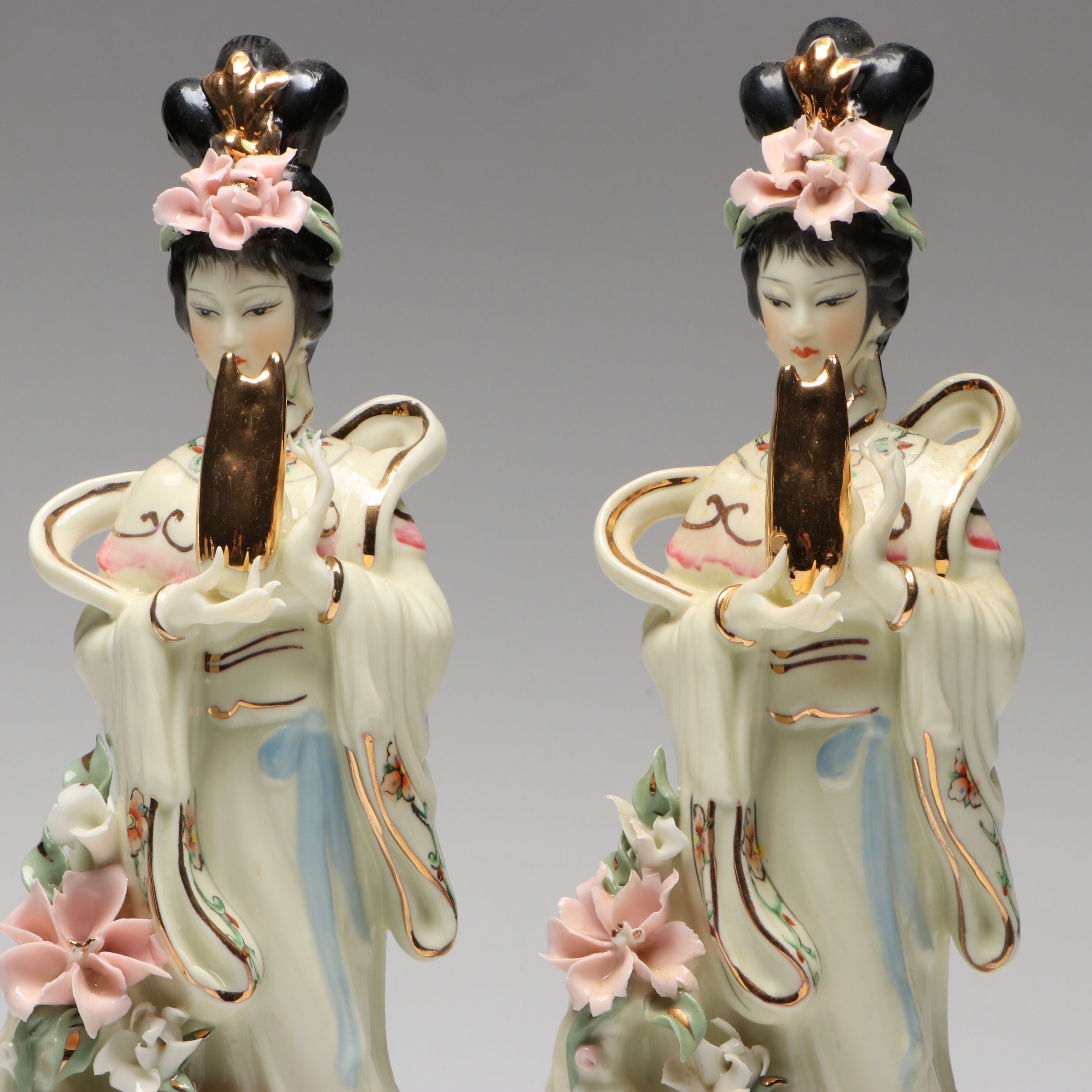 Japanese Hand-Painted Porcelain Figures, 20th Century