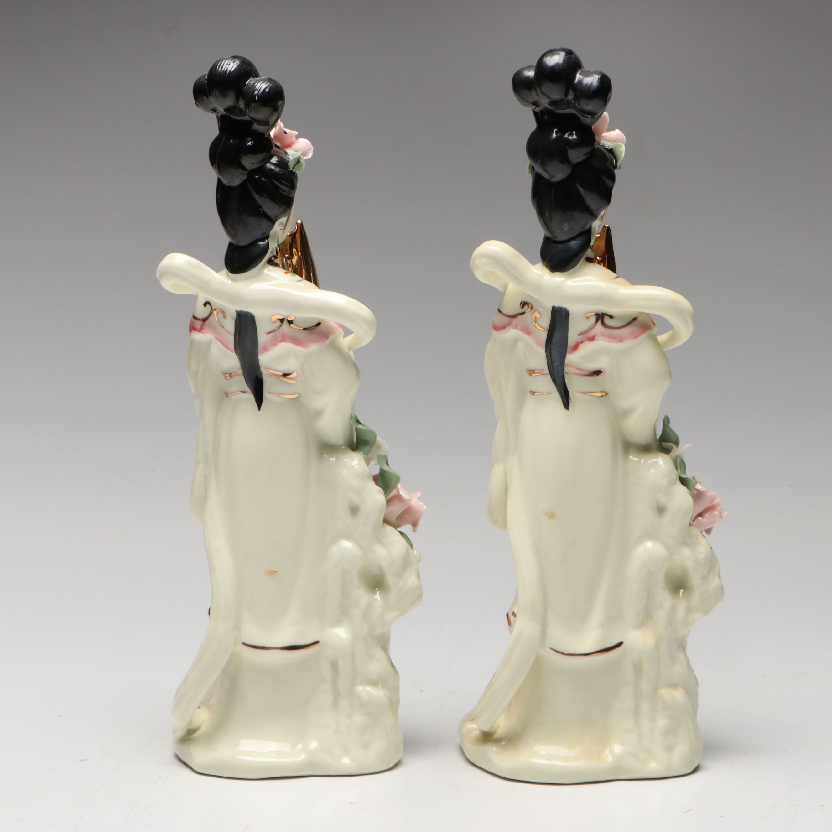 Japanese Hand-Painted Porcelain Figures, 20th Century