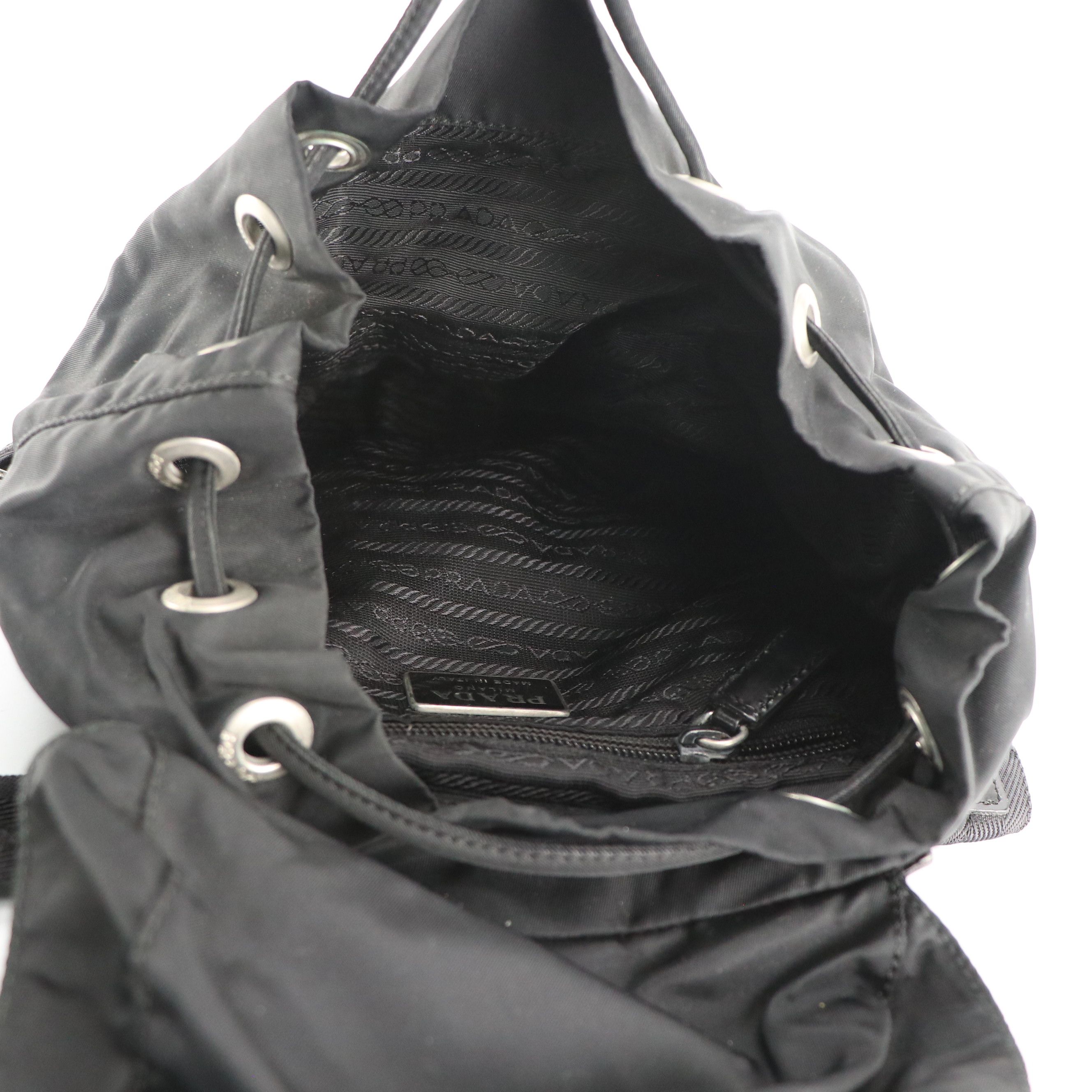 Prada Double Pocket Rucksack Backpack in Black Tessuto Nylon and Leather