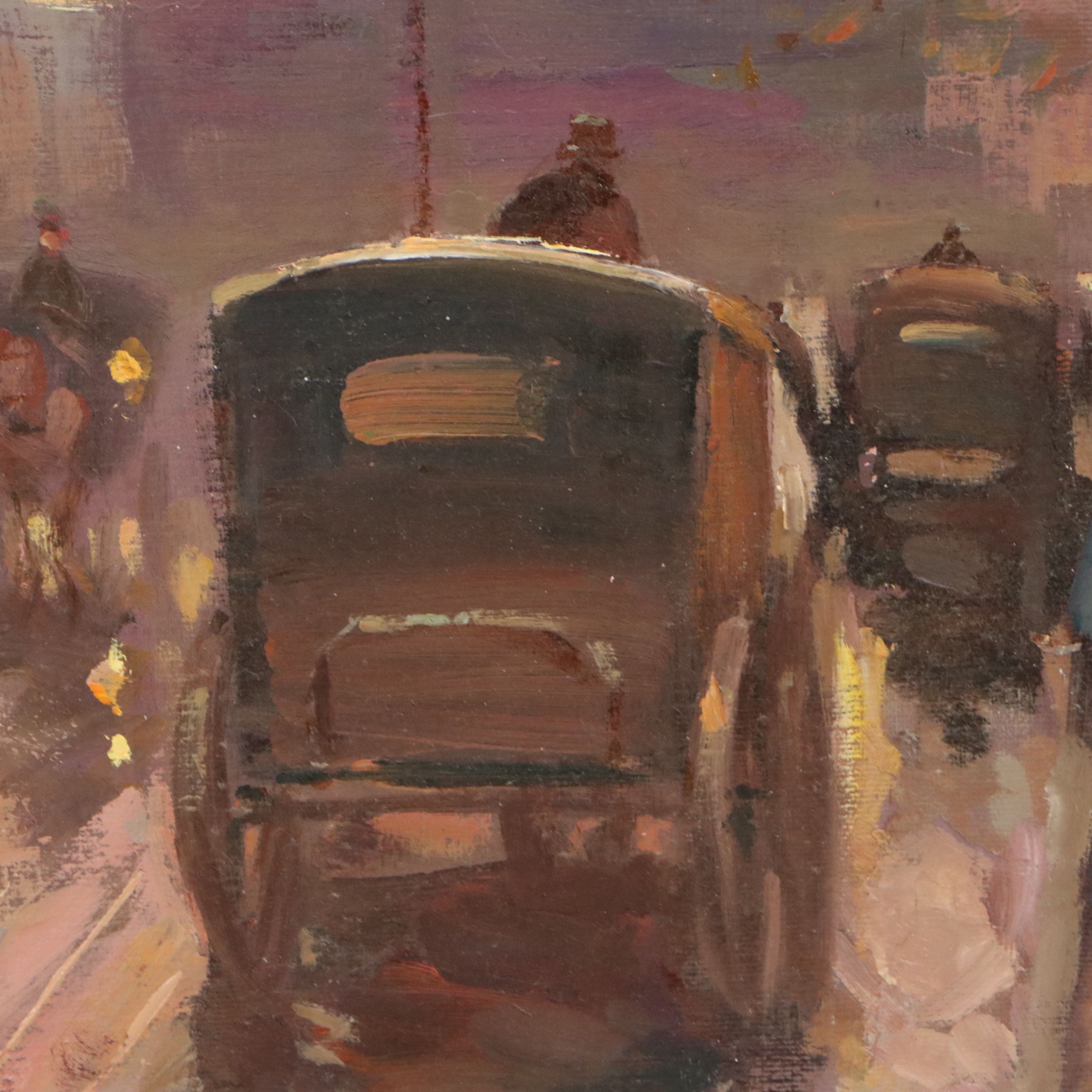 R. Owen Parisian City Scene Oil Painting, Late 20th Century