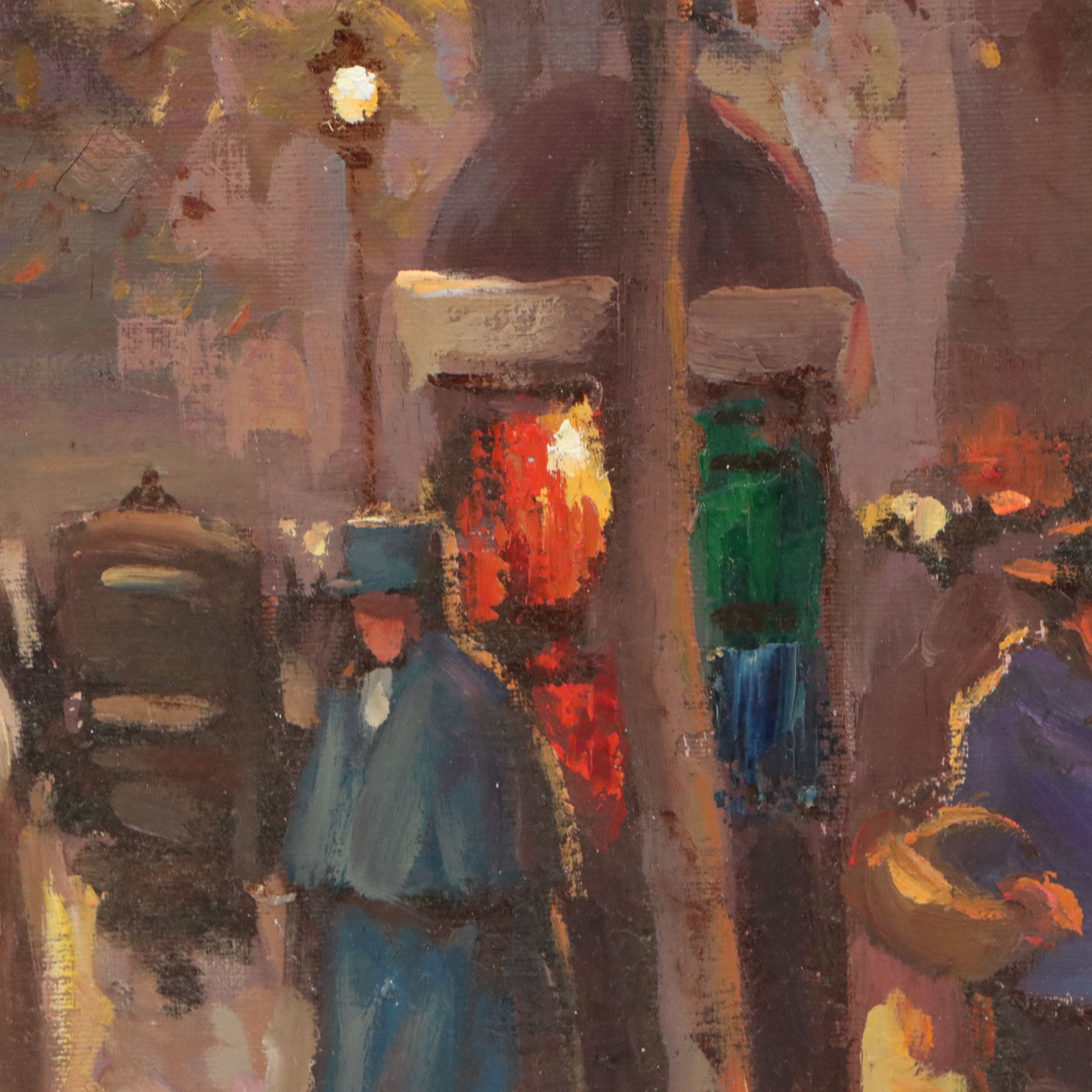 R. Owen Parisian City Scene Oil Painting, Late 20th Century