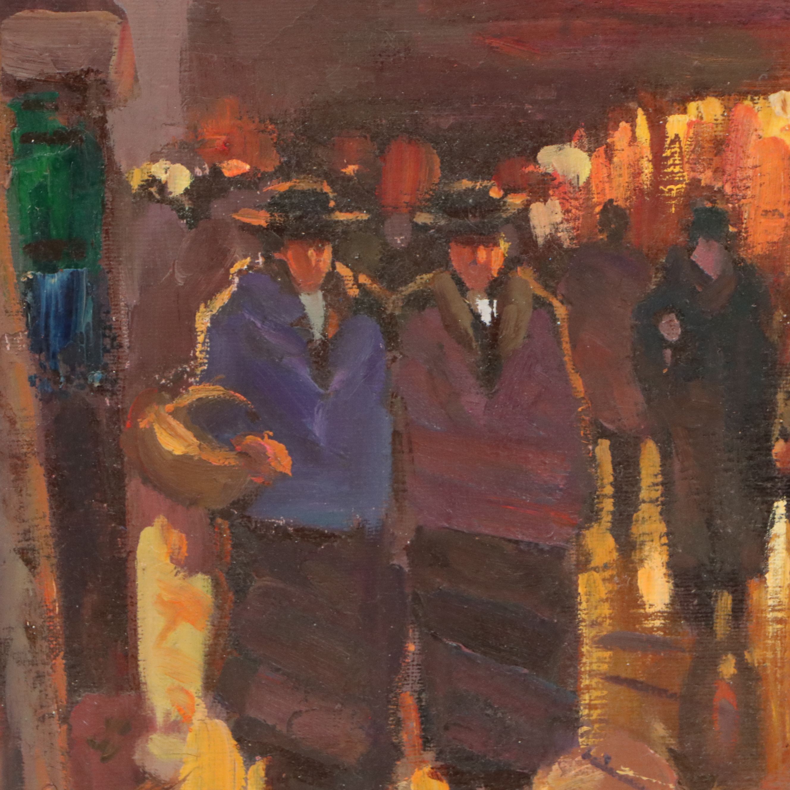 R. Owen Parisian City Scene Oil Painting, Late 20th Century