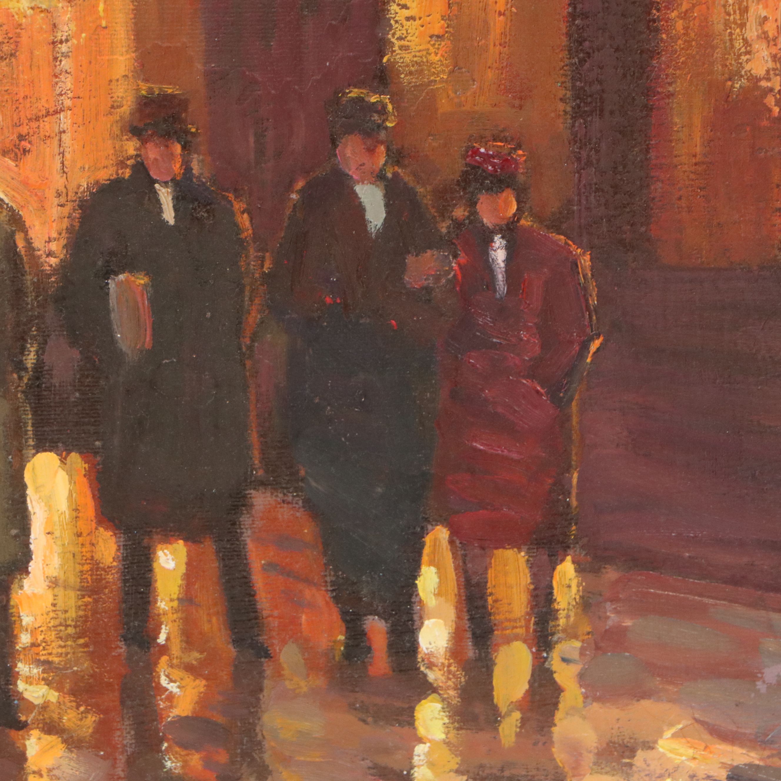 R. Owen Parisian City Scene Oil Painting, Late 20th Century