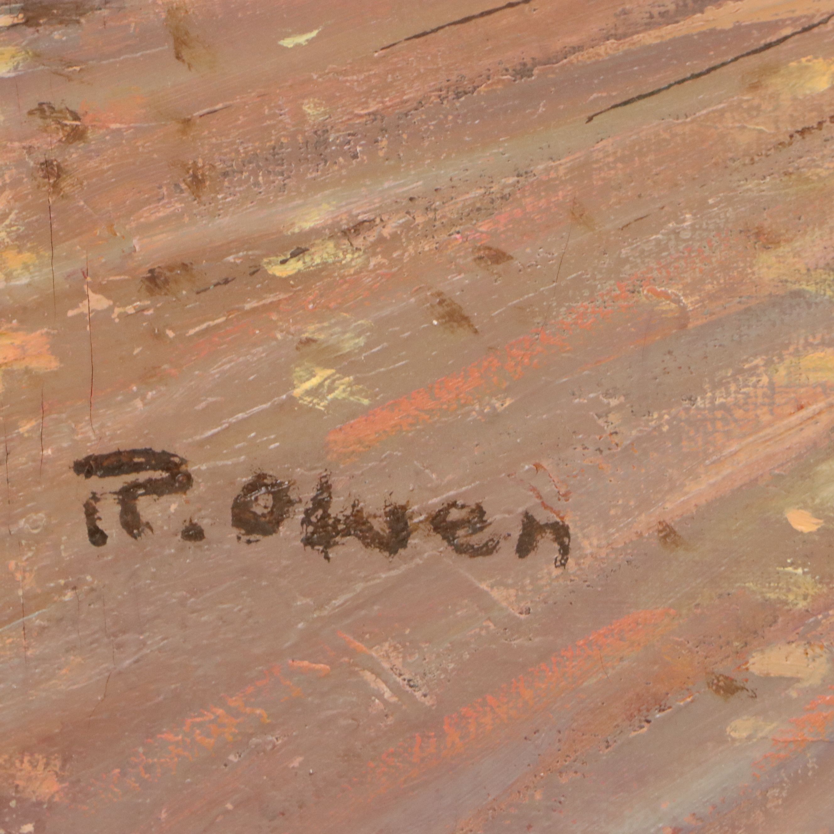 R. Owen Parisian City Scene Oil Painting, Late 20th Century