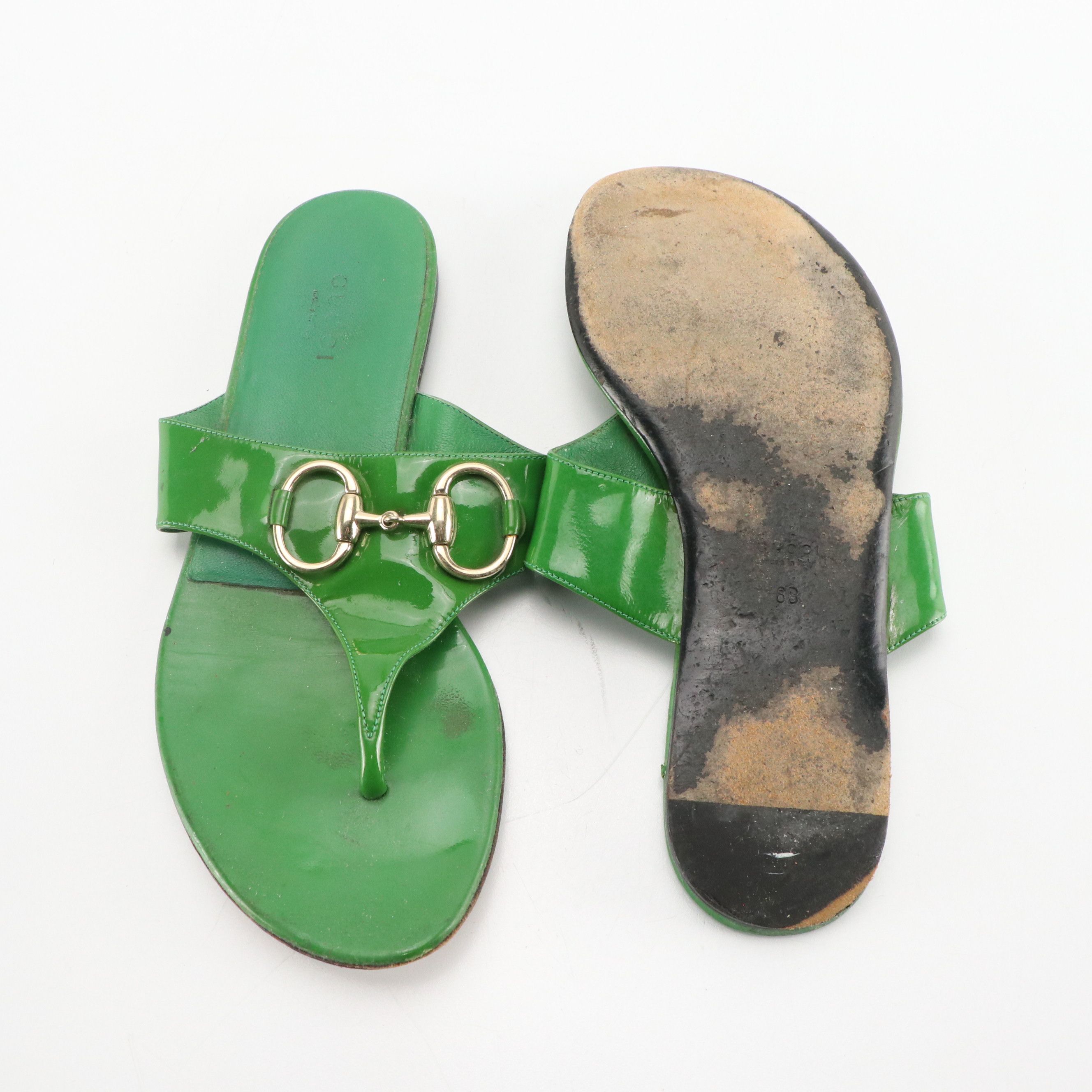 Gucci Tattoo Heart Print Ballet Flats and Horsebit Patent Leather Sandals