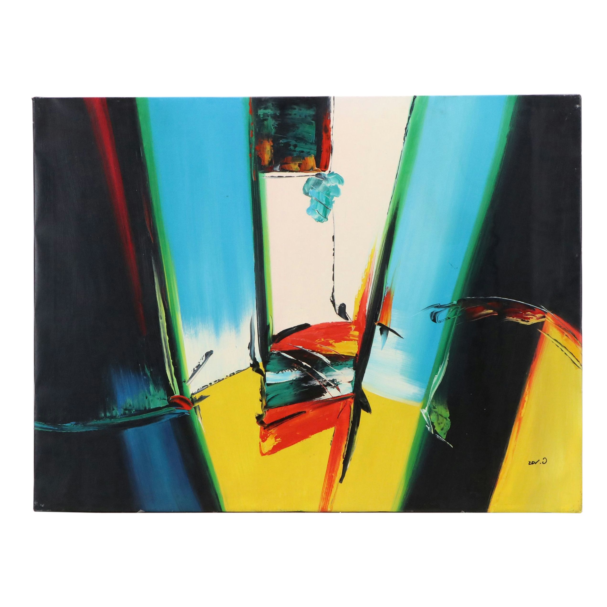 Abstract Acrylic Painting, Late 20th Century