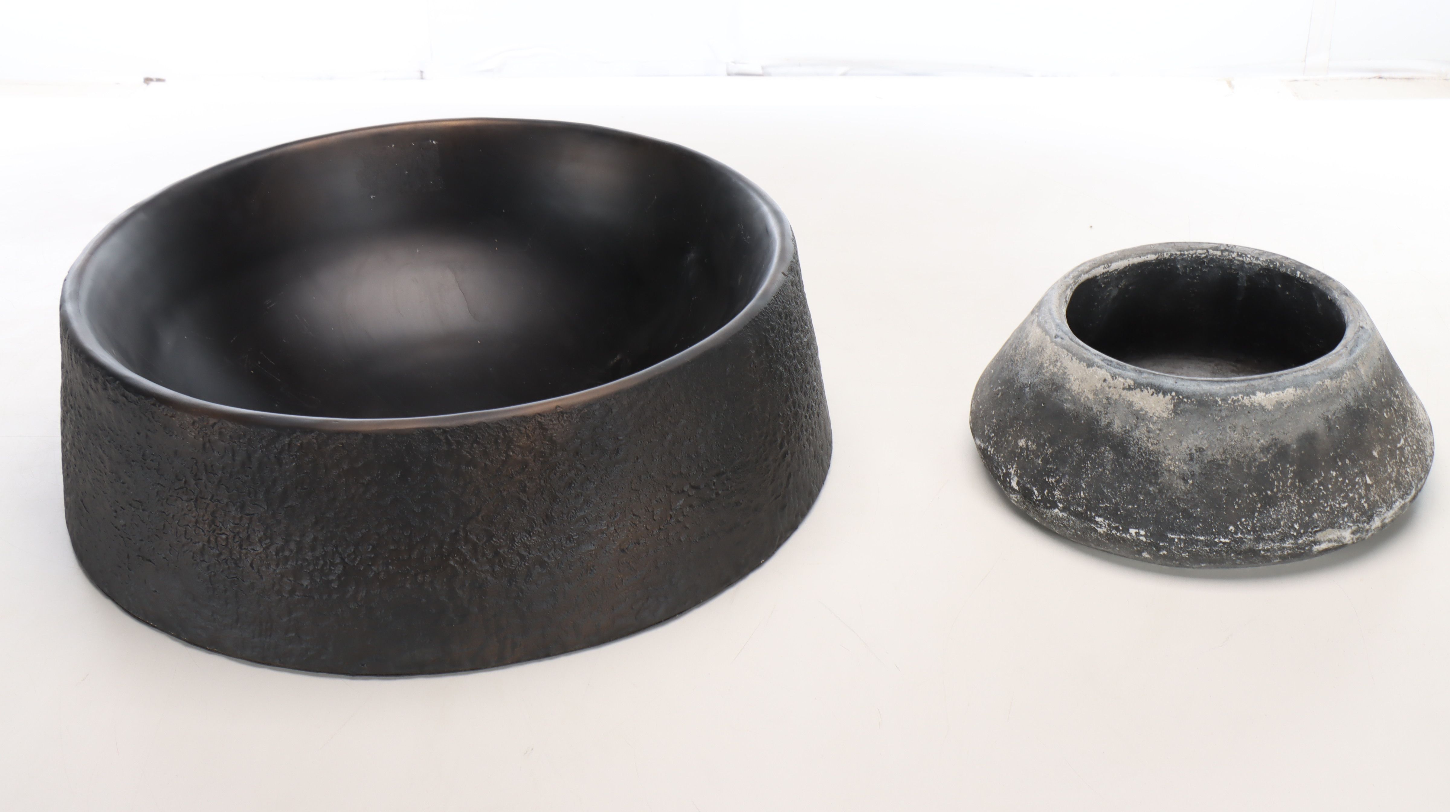 Black Finish Metal and Stone Bowls