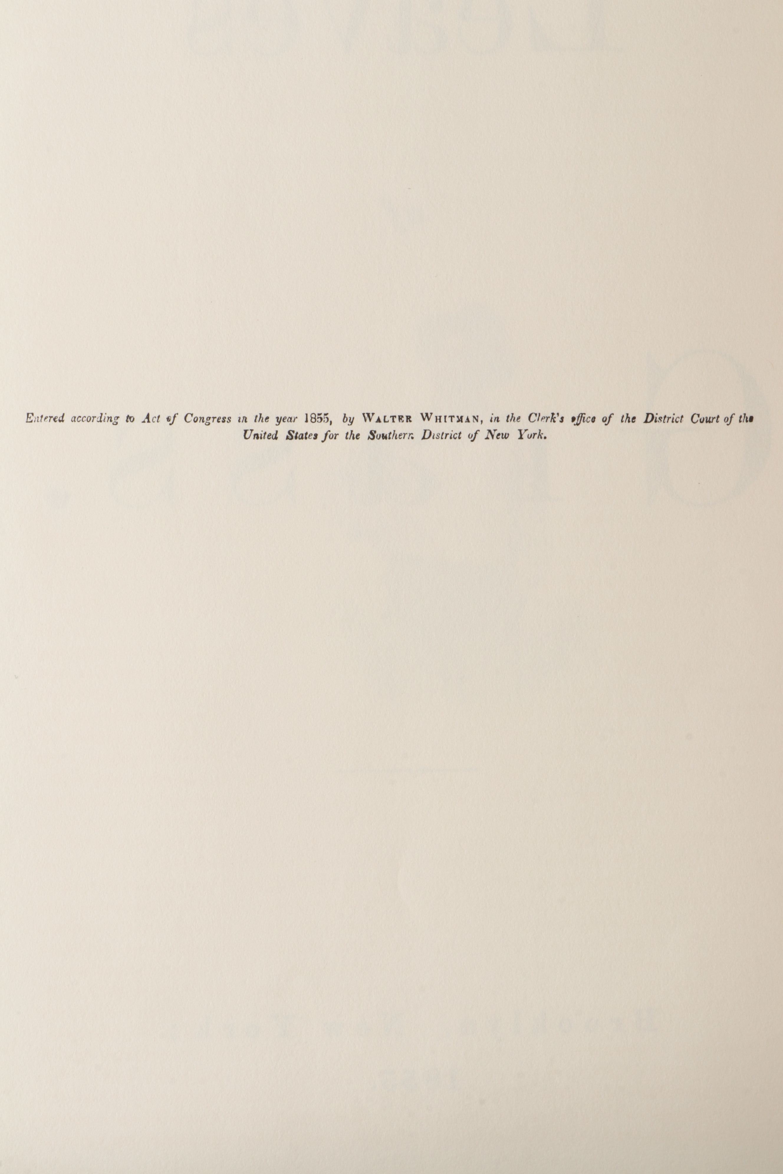 Facsimile First Edition "Leaves of Grass" by Walt Whitman, 1966