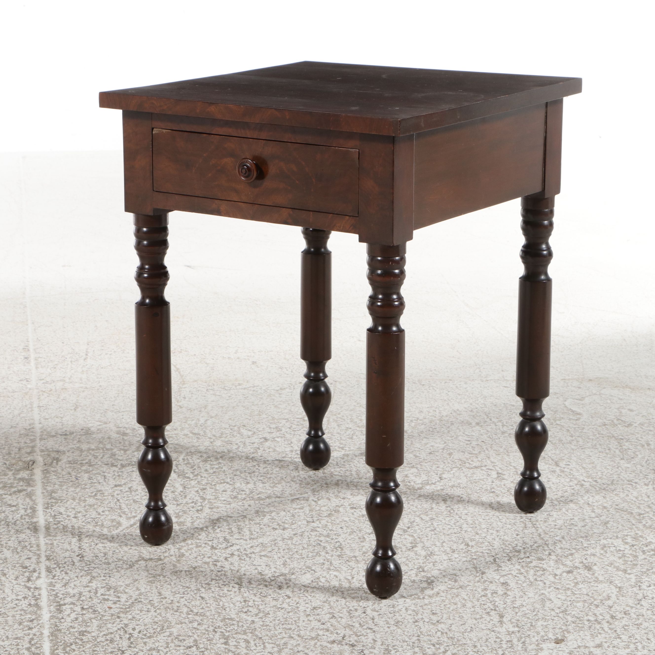 American Classical Mahogany One-Drawer Side Table, 19th Century