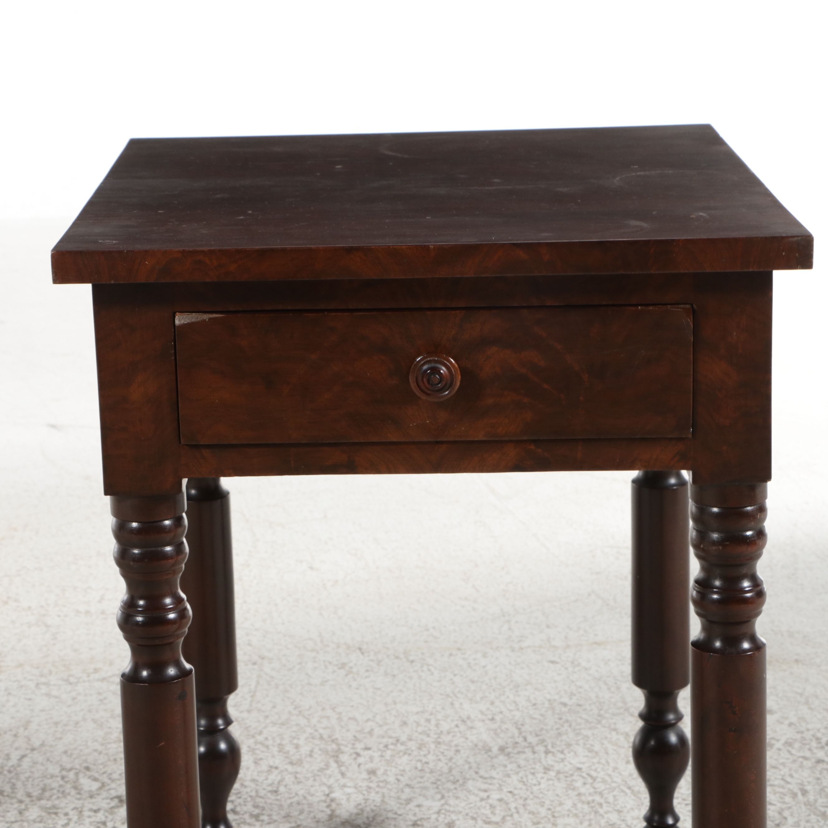 American Classical Mahogany One-Drawer Side Table, 19th Century