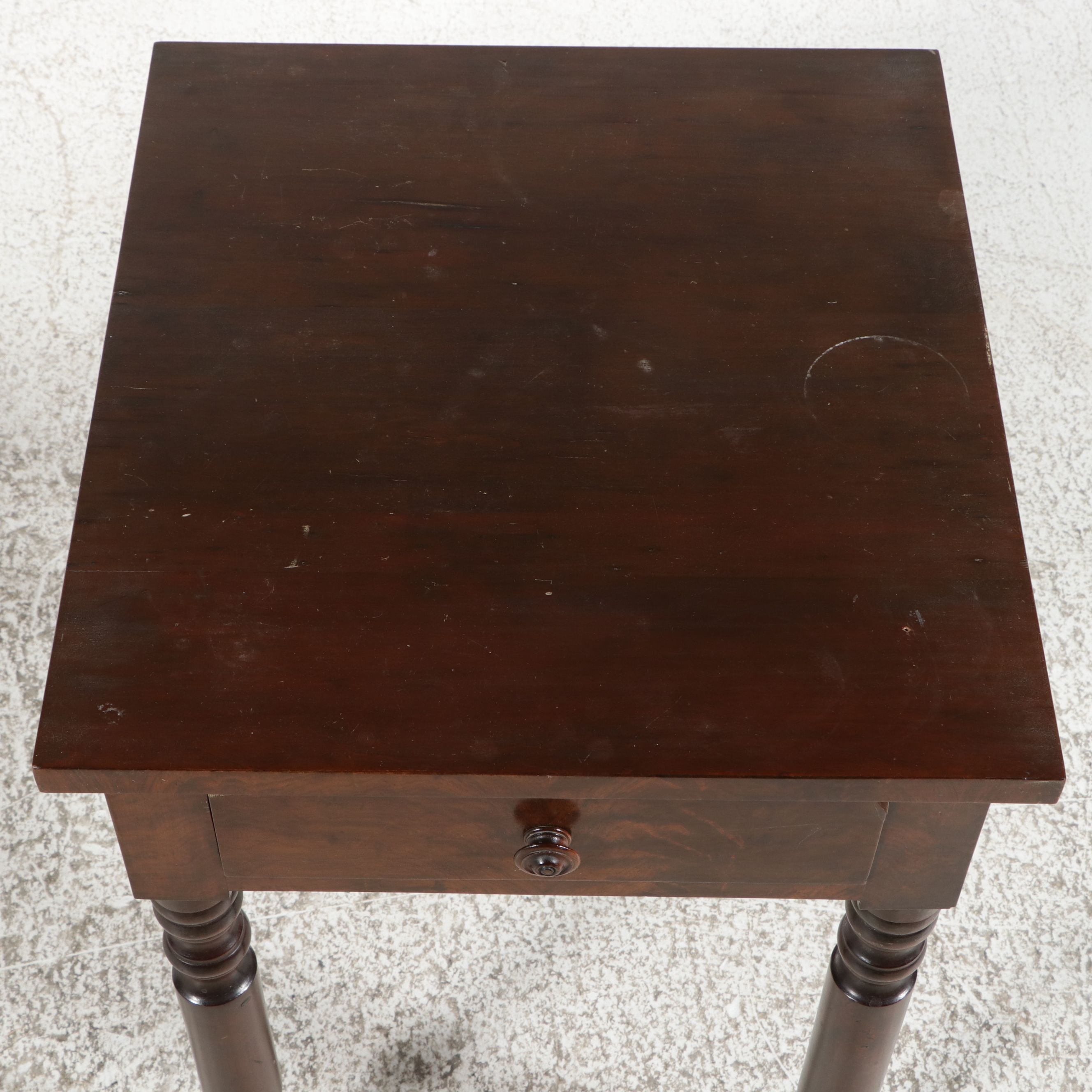 American Classical Mahogany One-Drawer Side Table, 19th Century