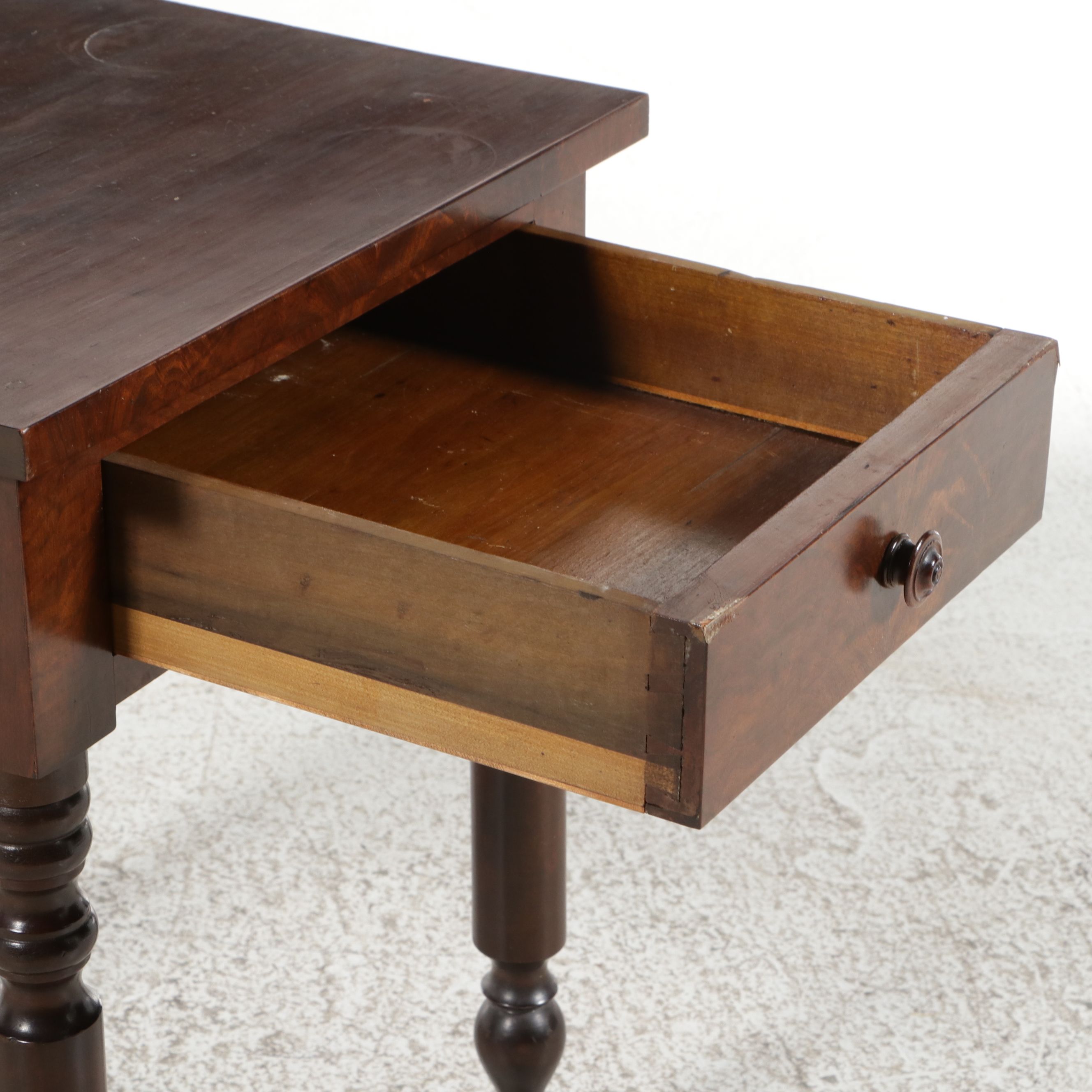 American Classical Mahogany One-Drawer Side Table, 19th Century