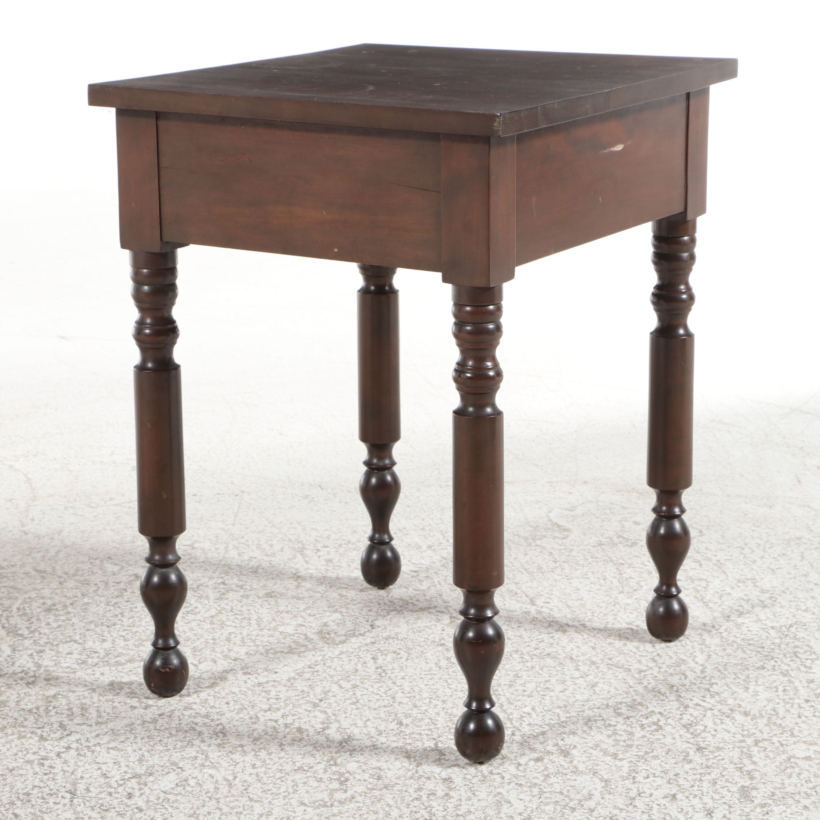 American Classical Mahogany One-Drawer Side Table, 19th Century