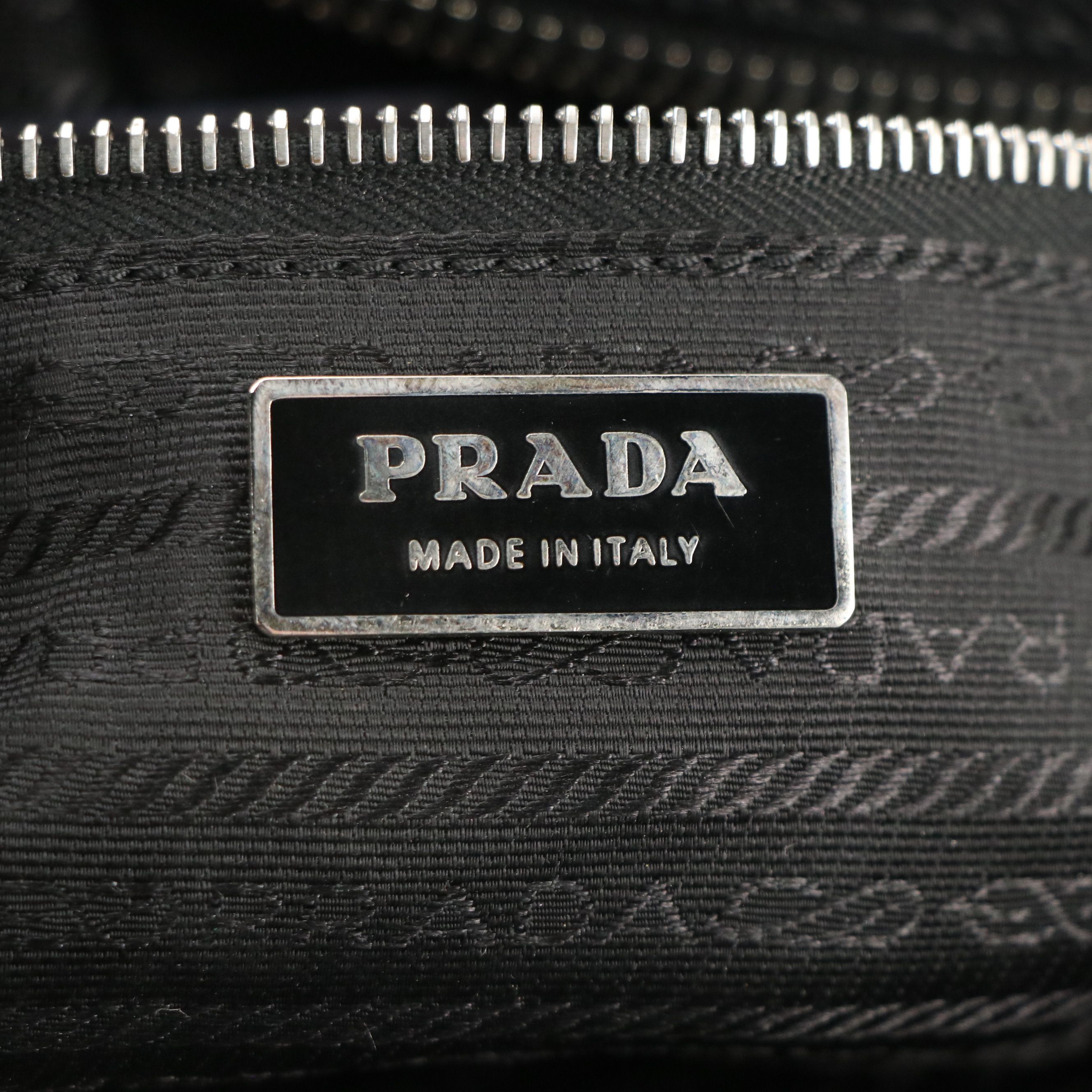 Prada Bauletto Shoulder Bag in Black Vitello Daino Leather