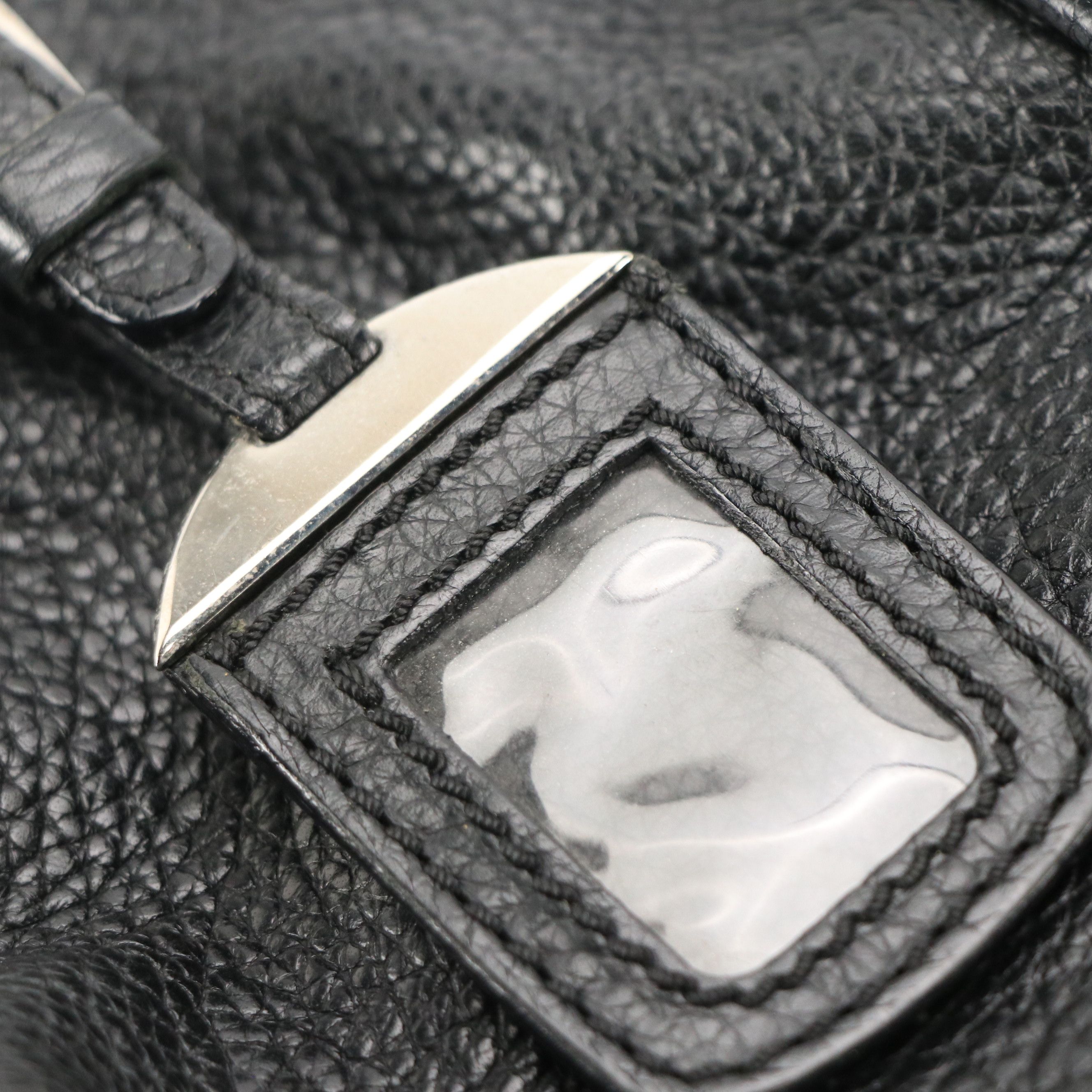 Prada Bauletto Shoulder Bag in Black Vitello Daino Leather