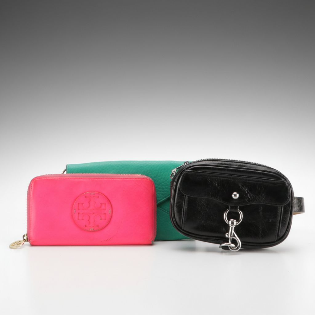 Rebecca Minkoff Green Leather Wallet on Chain, Black Belt Bag, Tory Burch Wallet