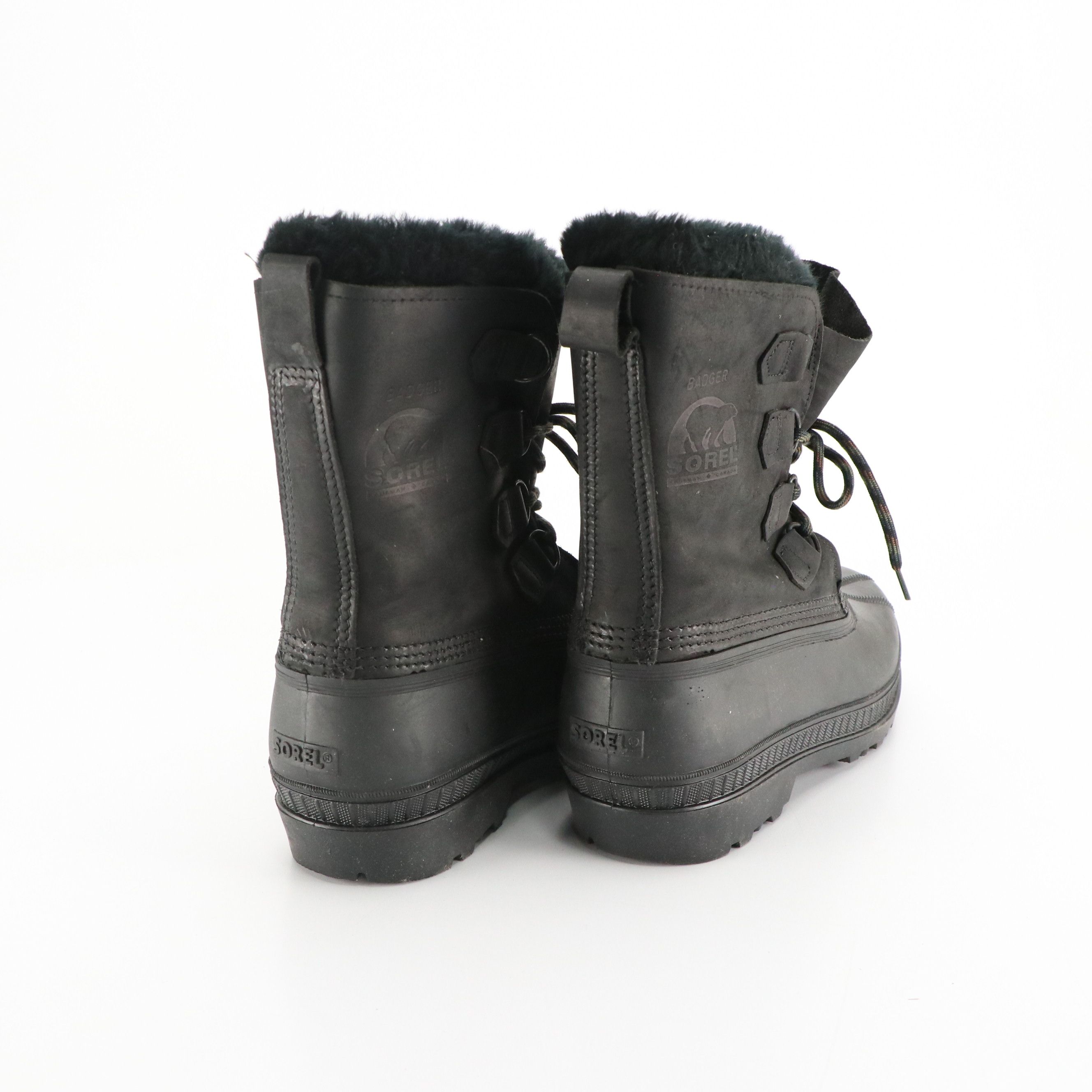 Men's Sorel "Badger" Black Rubber Weatherproof Boots, With Box