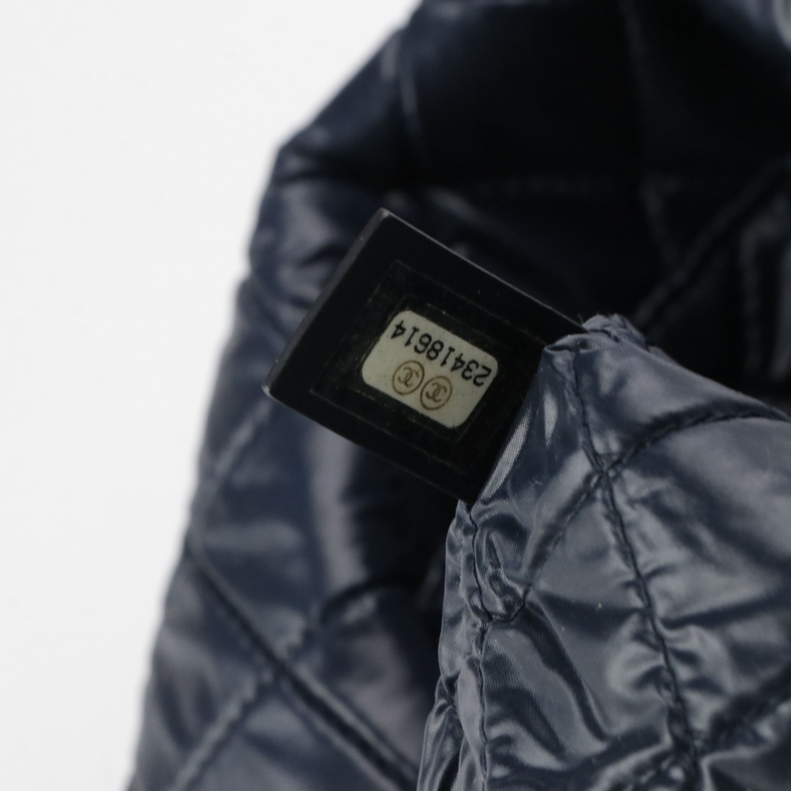 Chanel Shopping Tote Bag in Peace Cat Emoticon Nylon & Silver Metallic Leather