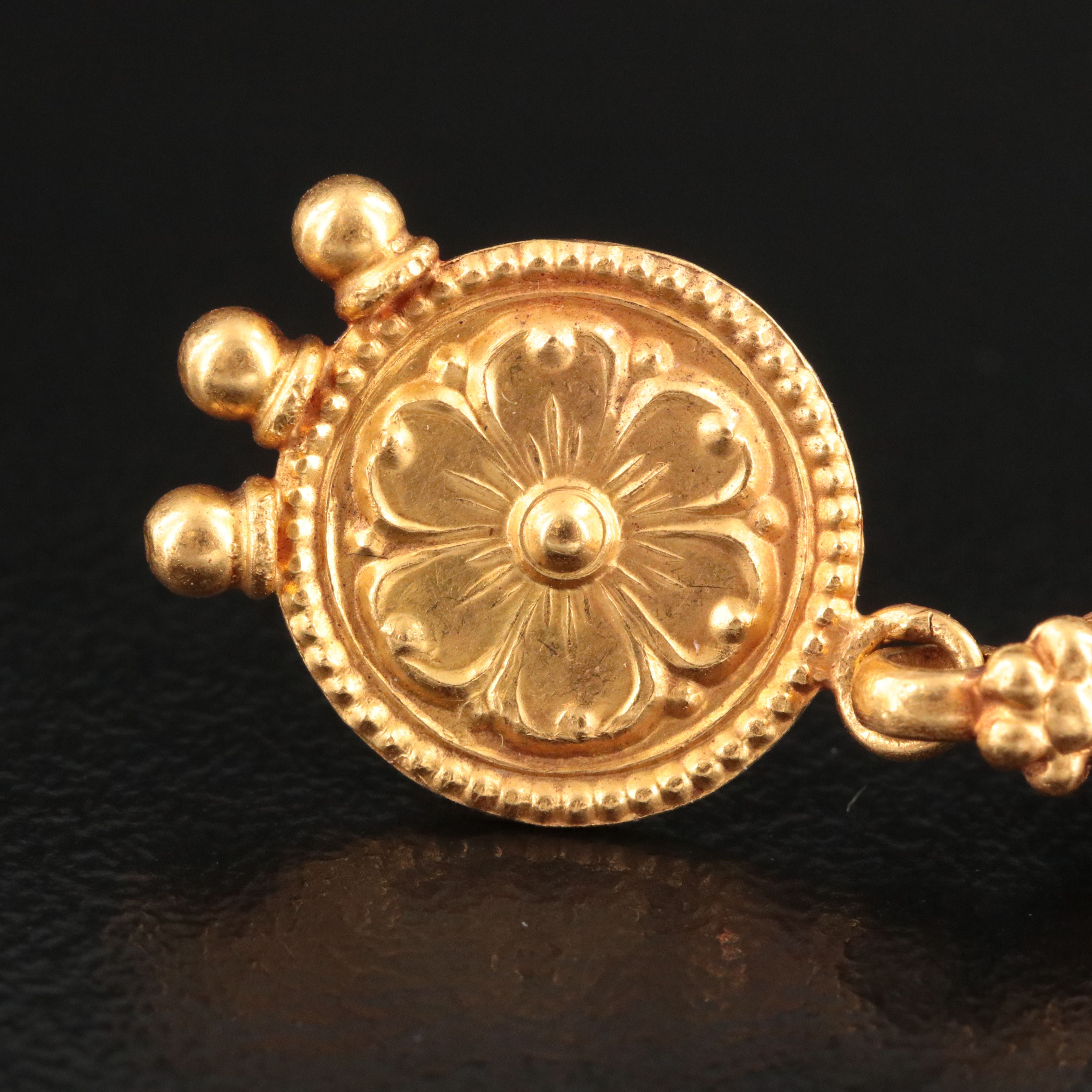 22K Torpedo Earrings with Rosette Discs