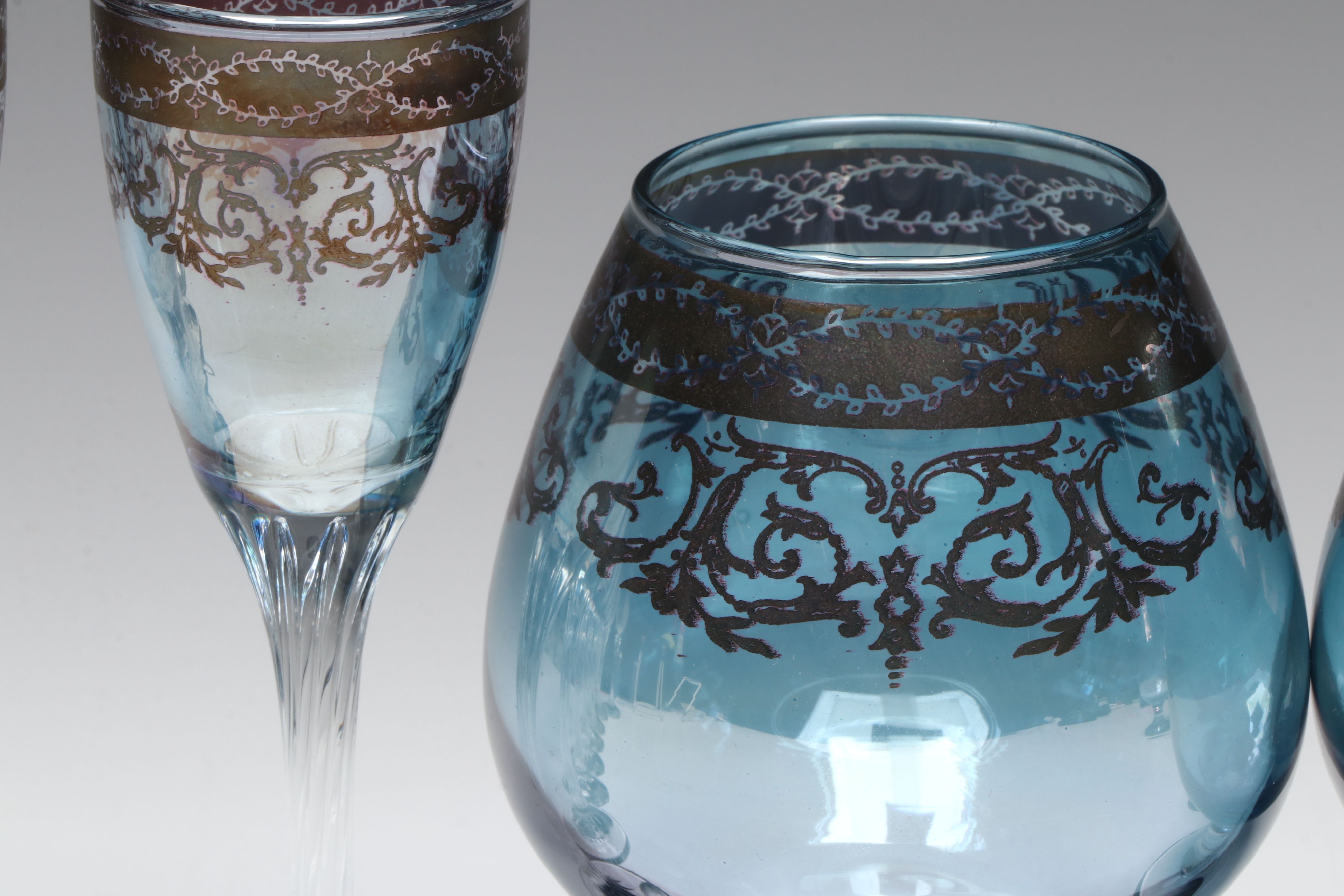 Pure Platinum Italian Blown Crystal Brandy and Cordial Glasses