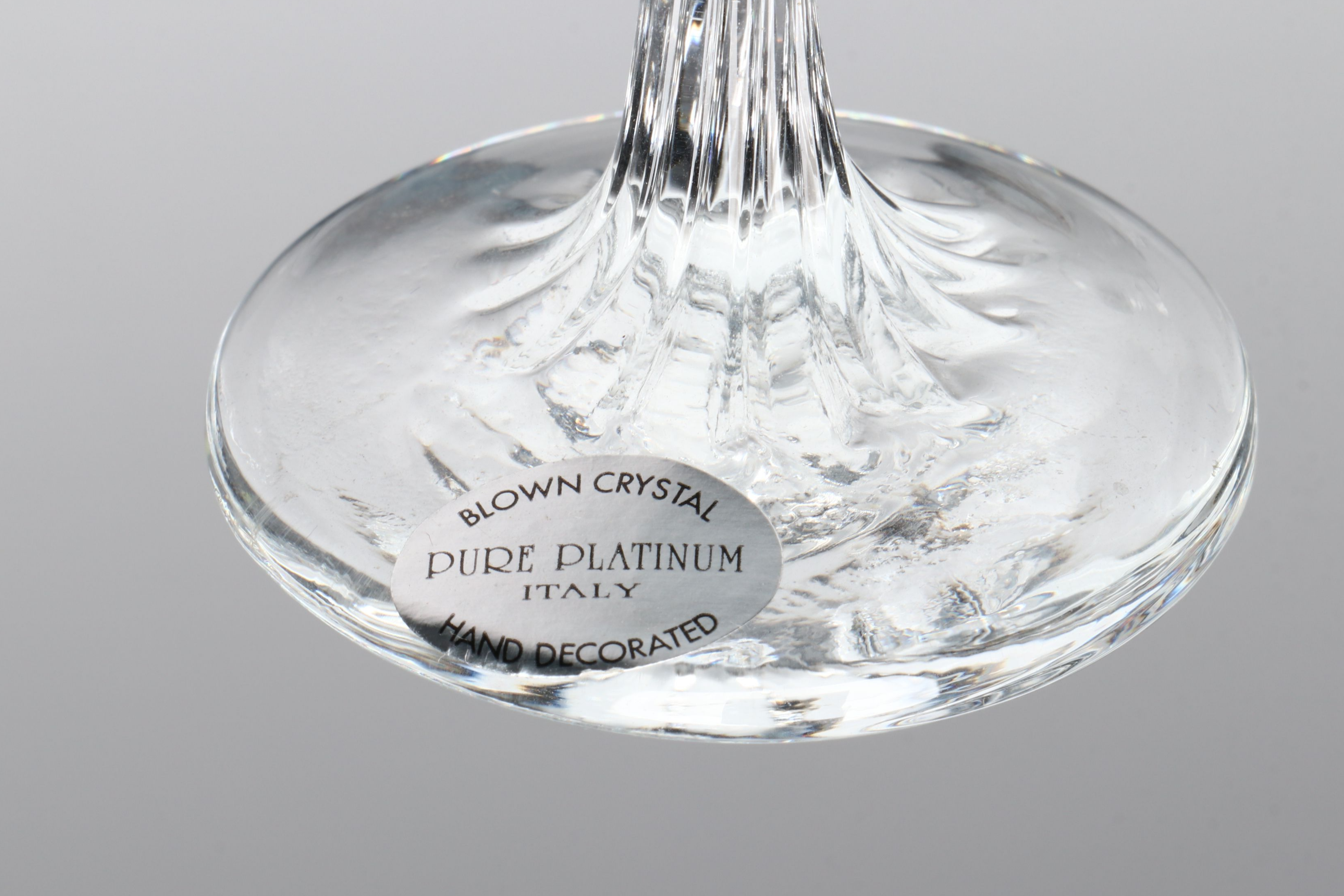 Pure Platinum Italian Blown Crystal Brandy and Cordial Glasses
