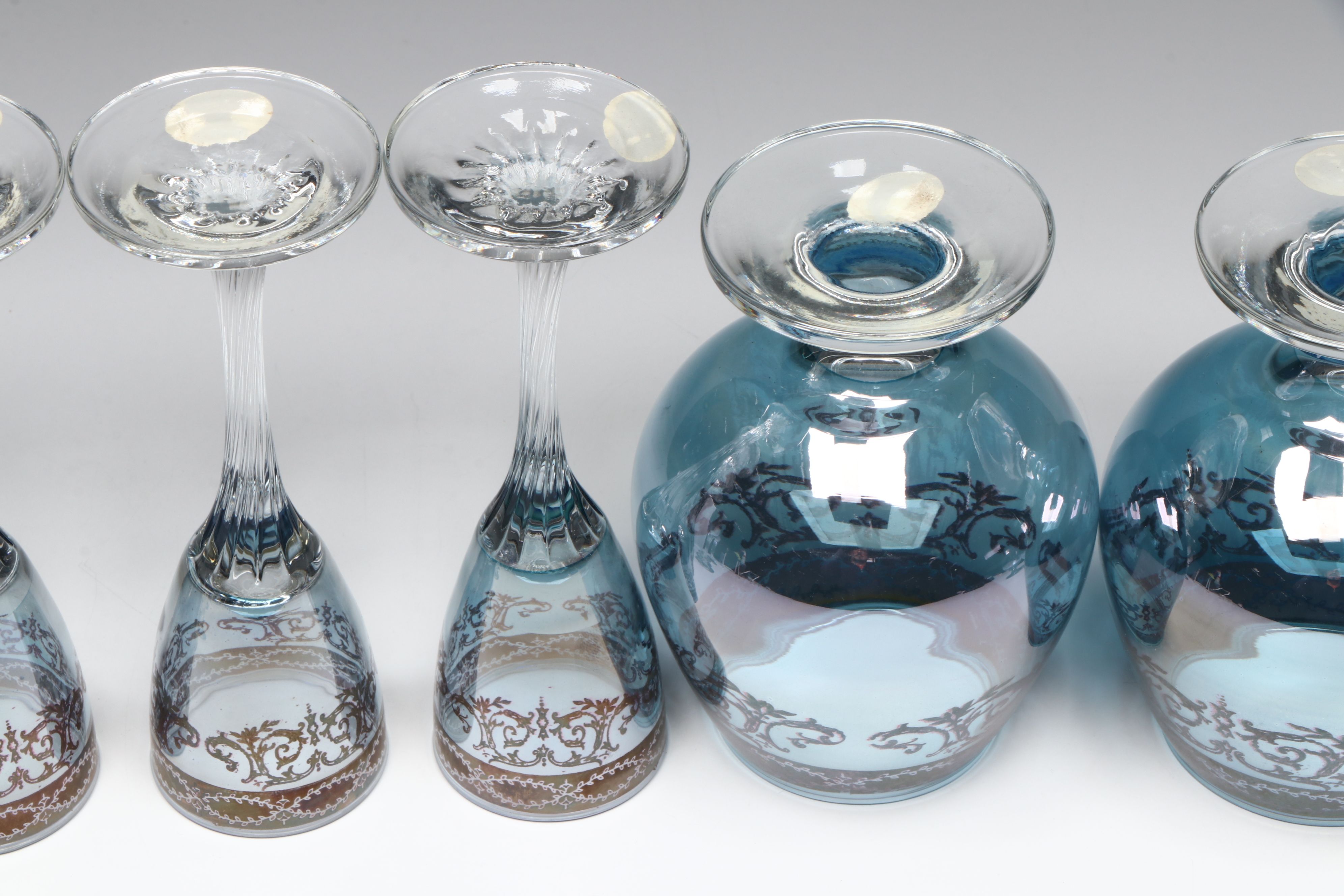 Pure Platinum Italian Blown Crystal Brandy and Cordial Glasses