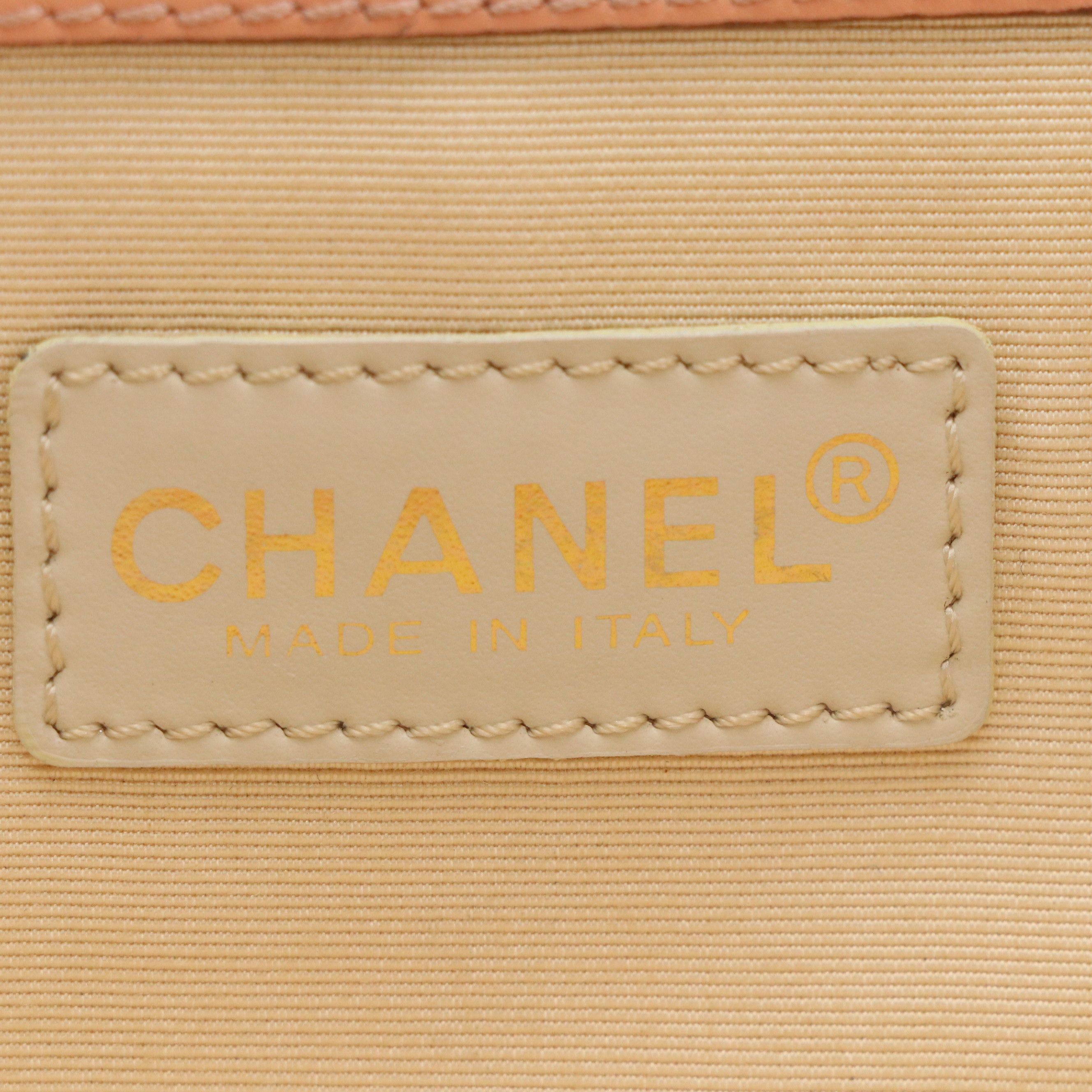 Chanel Pink Coco Logo Canvas Chain Link Tote Bag