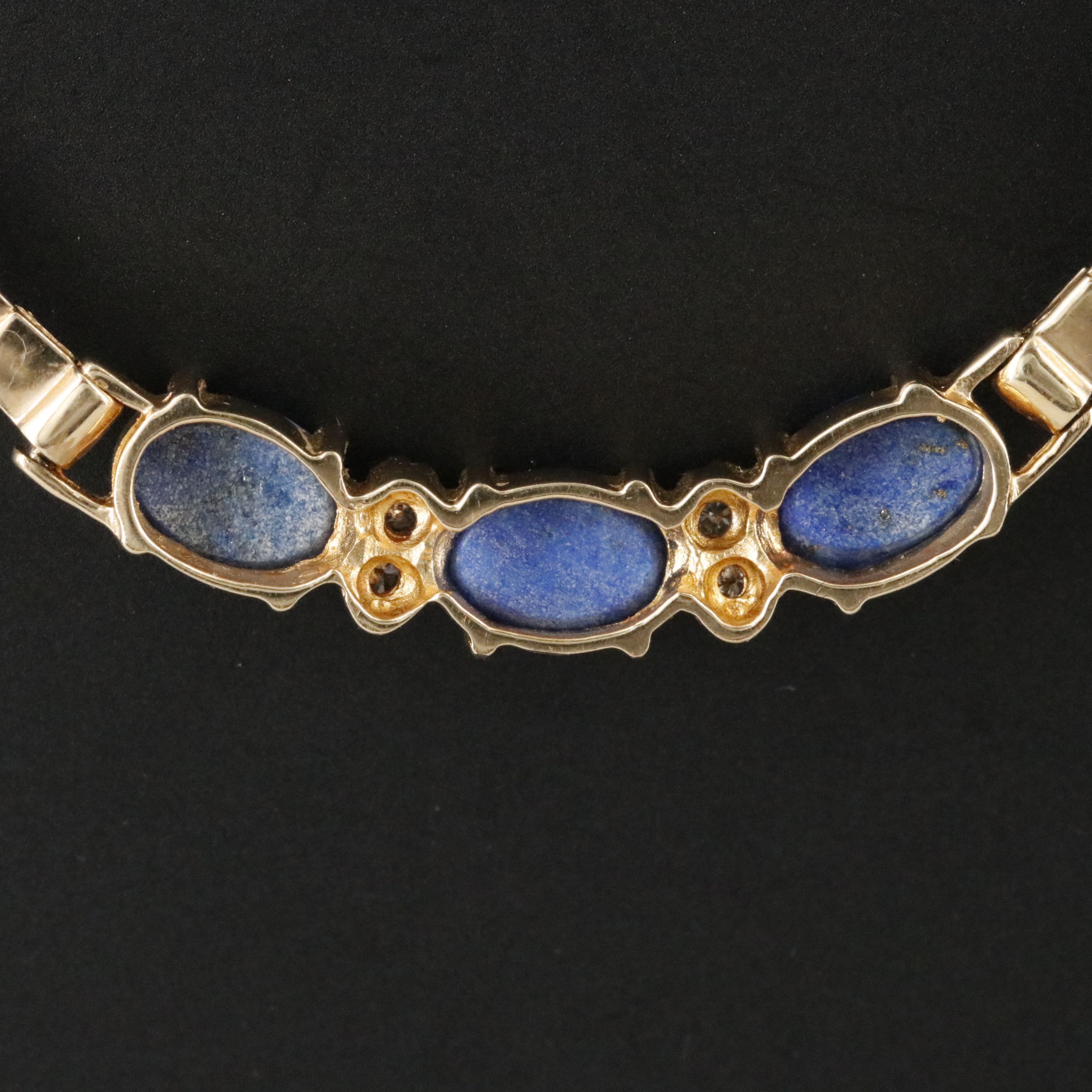14K Lapis Lazuli and Diamond Contoured Bar Necklace