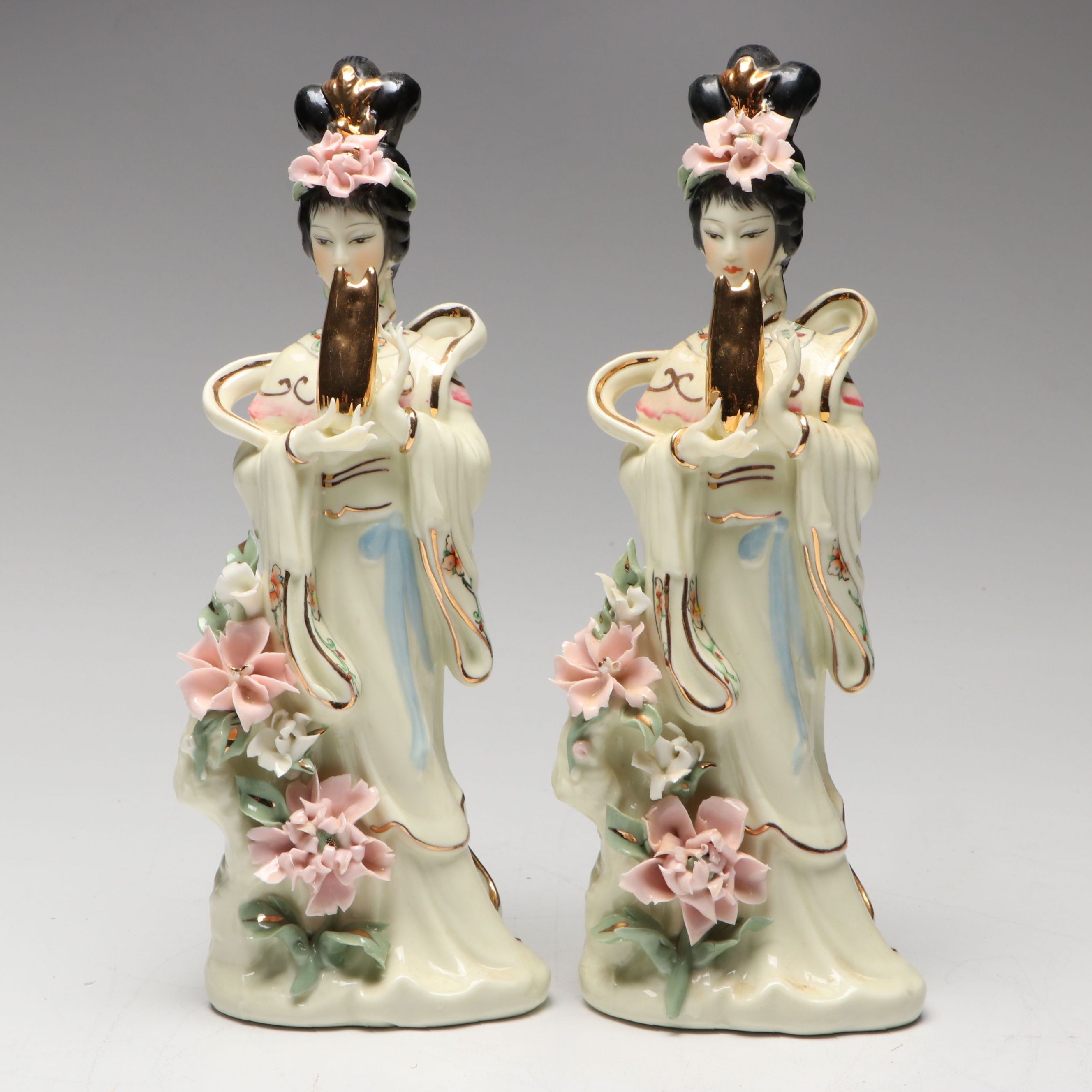 Japanese Hand-Painted Porcelain Figures, 20th Century