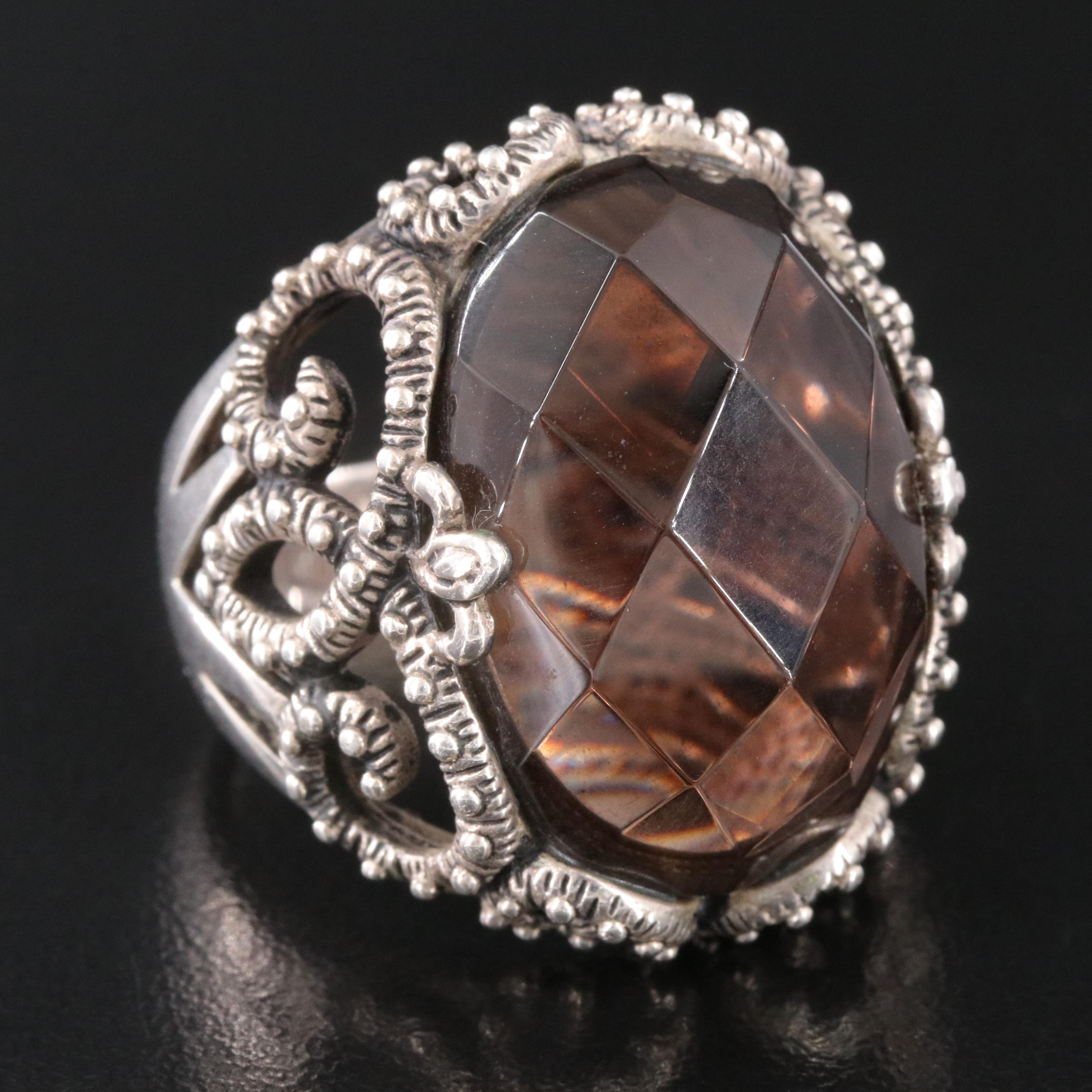 Barse Sterling Smoky Quartz Ring