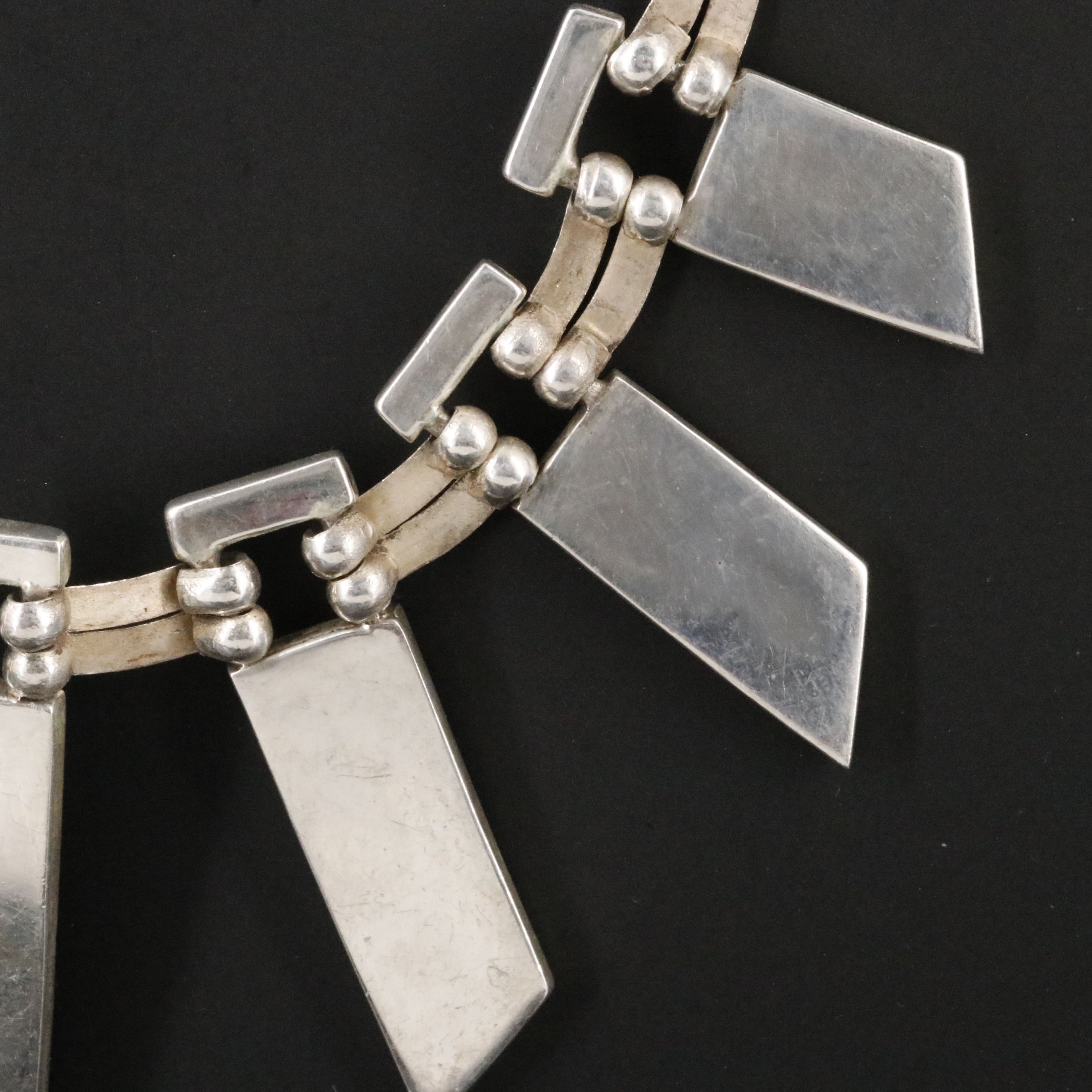 Mexican Modernist 950 Silver Sodalite Necklace