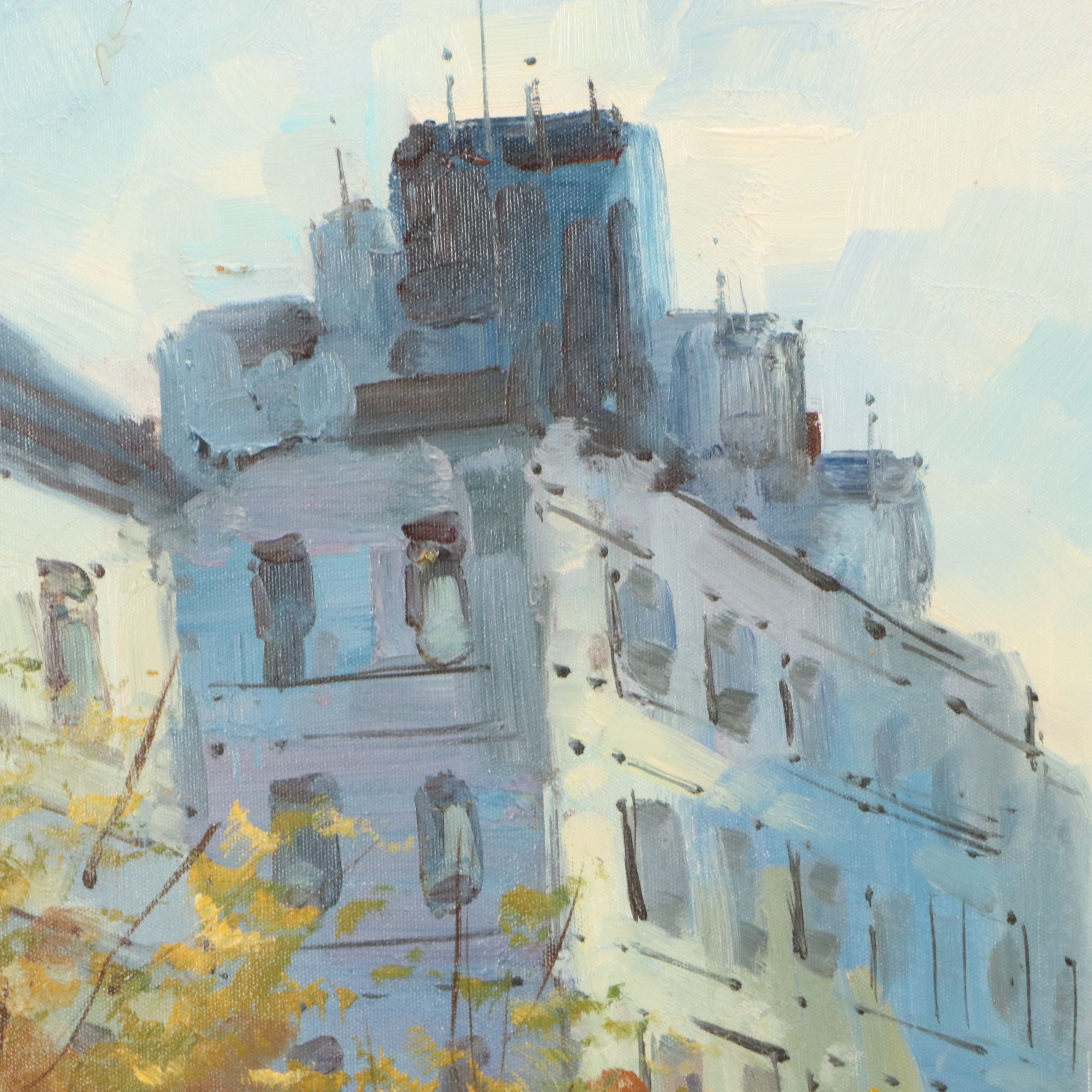 Oil Master Copy of Edouard Cortès "Place de la Madeleine," 21st Century