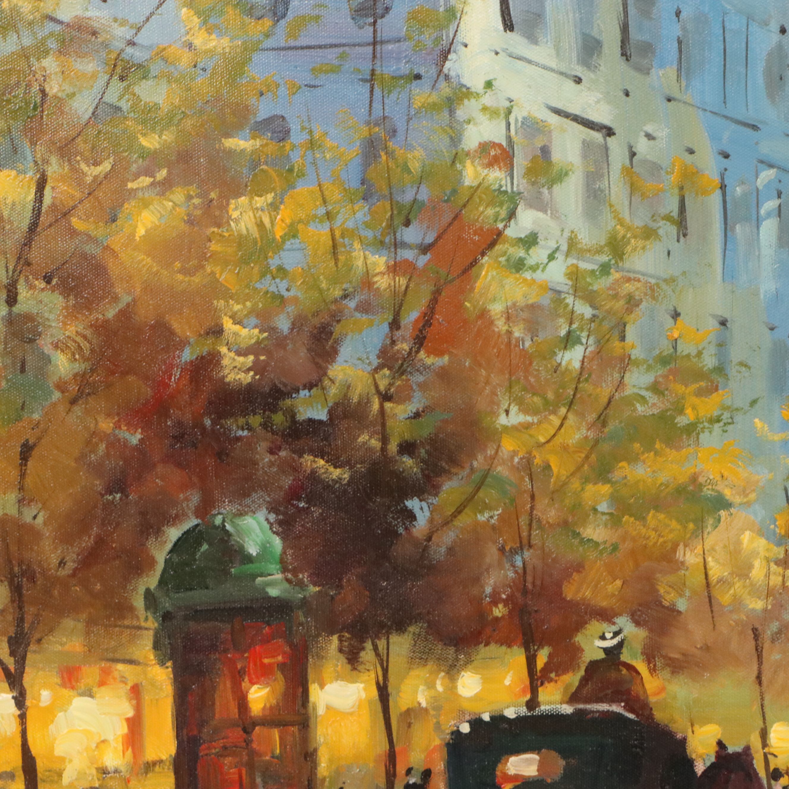 Oil Master Copy of Edouard Cortès "Place de la Madeleine," 21st Century
