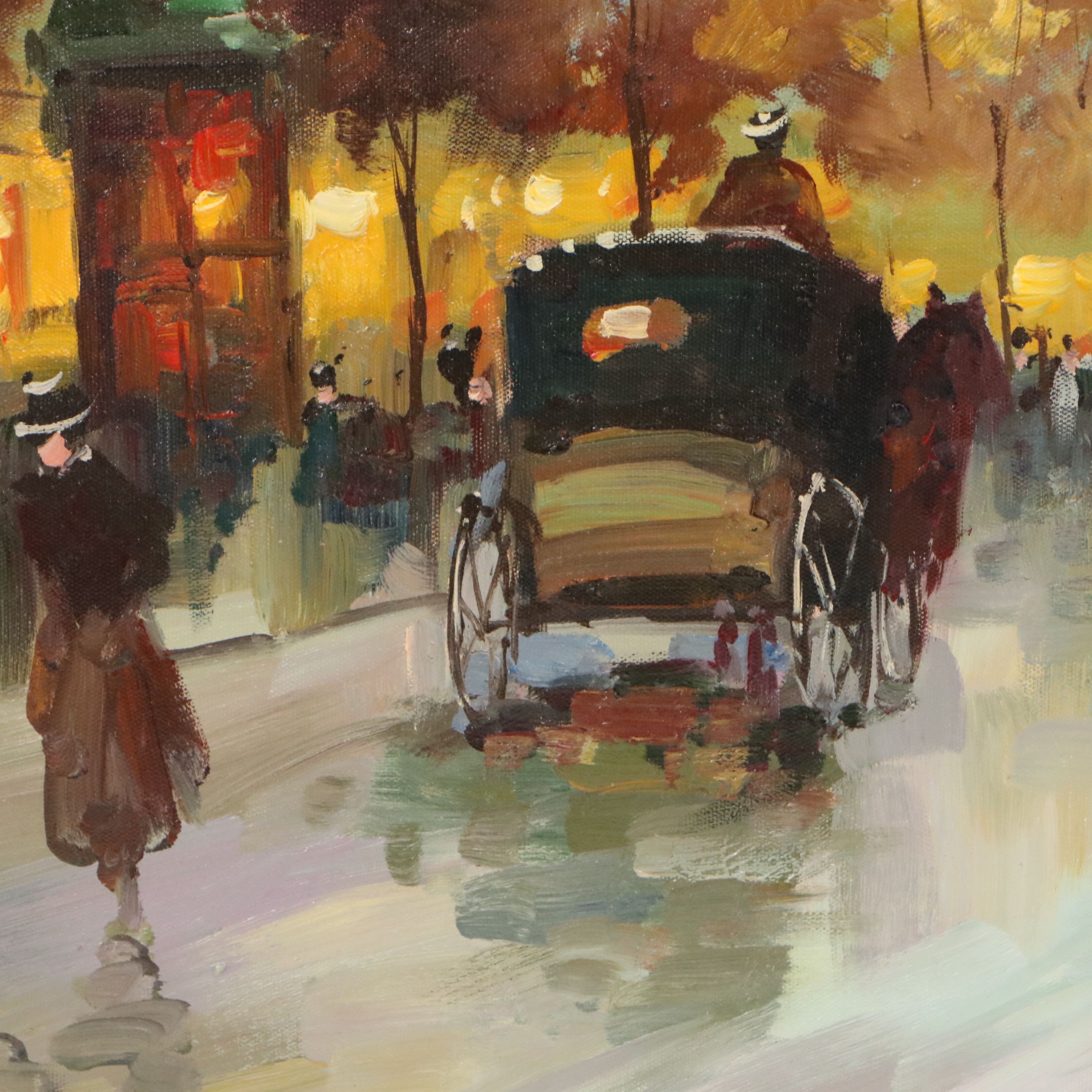 Oil Master Copy of Edouard Cortès "Place de la Madeleine," 21st Century