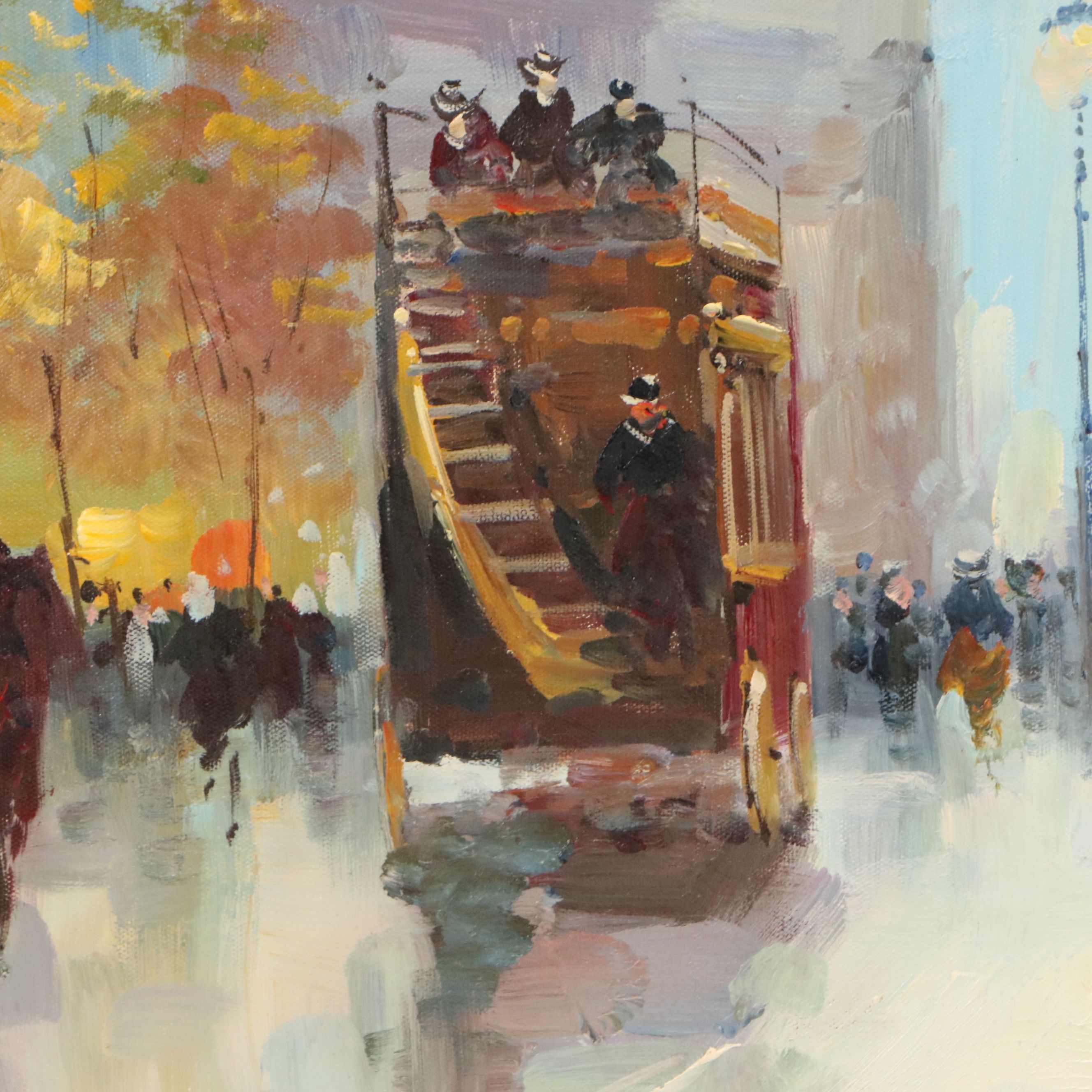 Oil Master Copy of Edouard Cortès "Place de la Madeleine," 21st Century