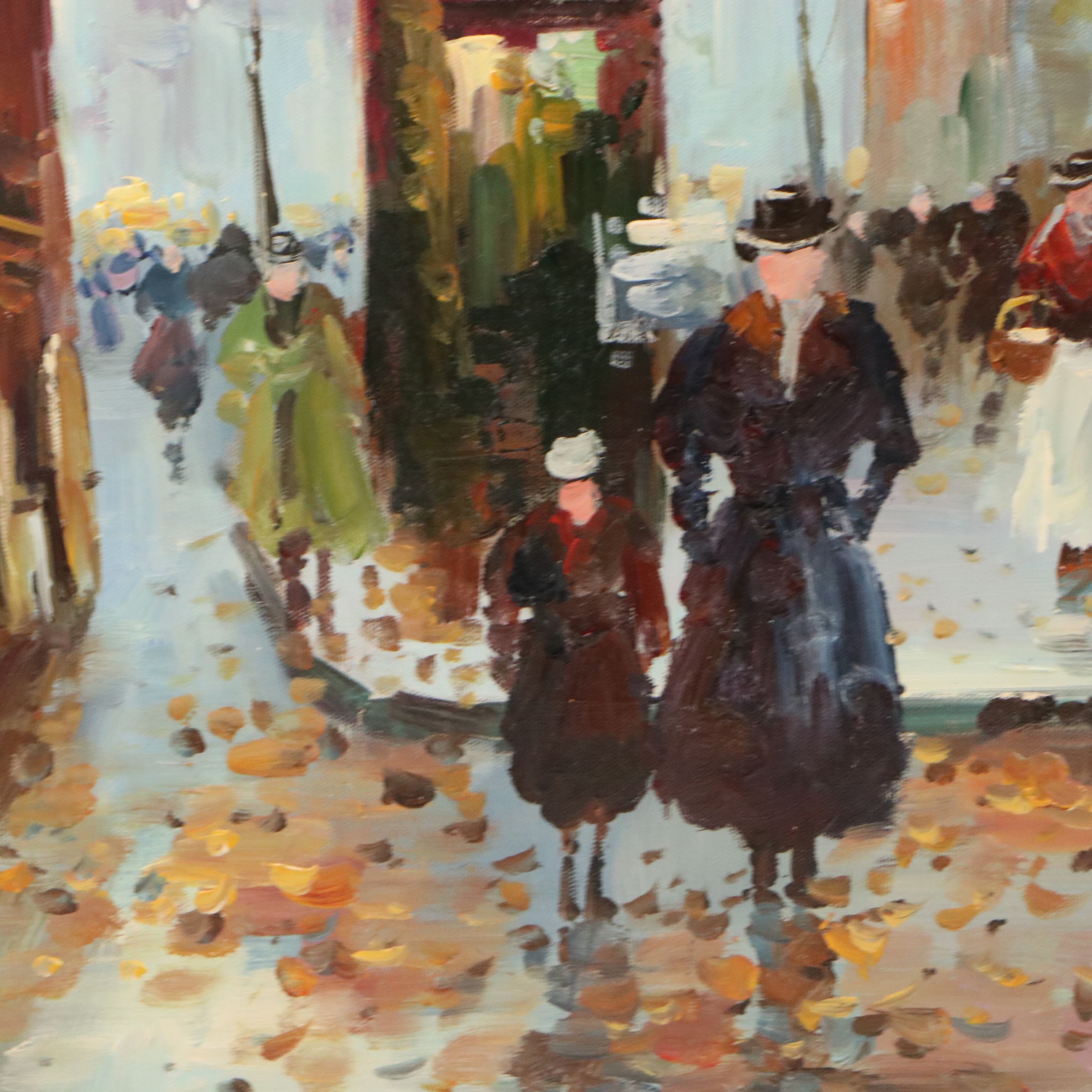 Oil Master Copy of Edouard Cortès "Place de la Madeleine," 21st Century