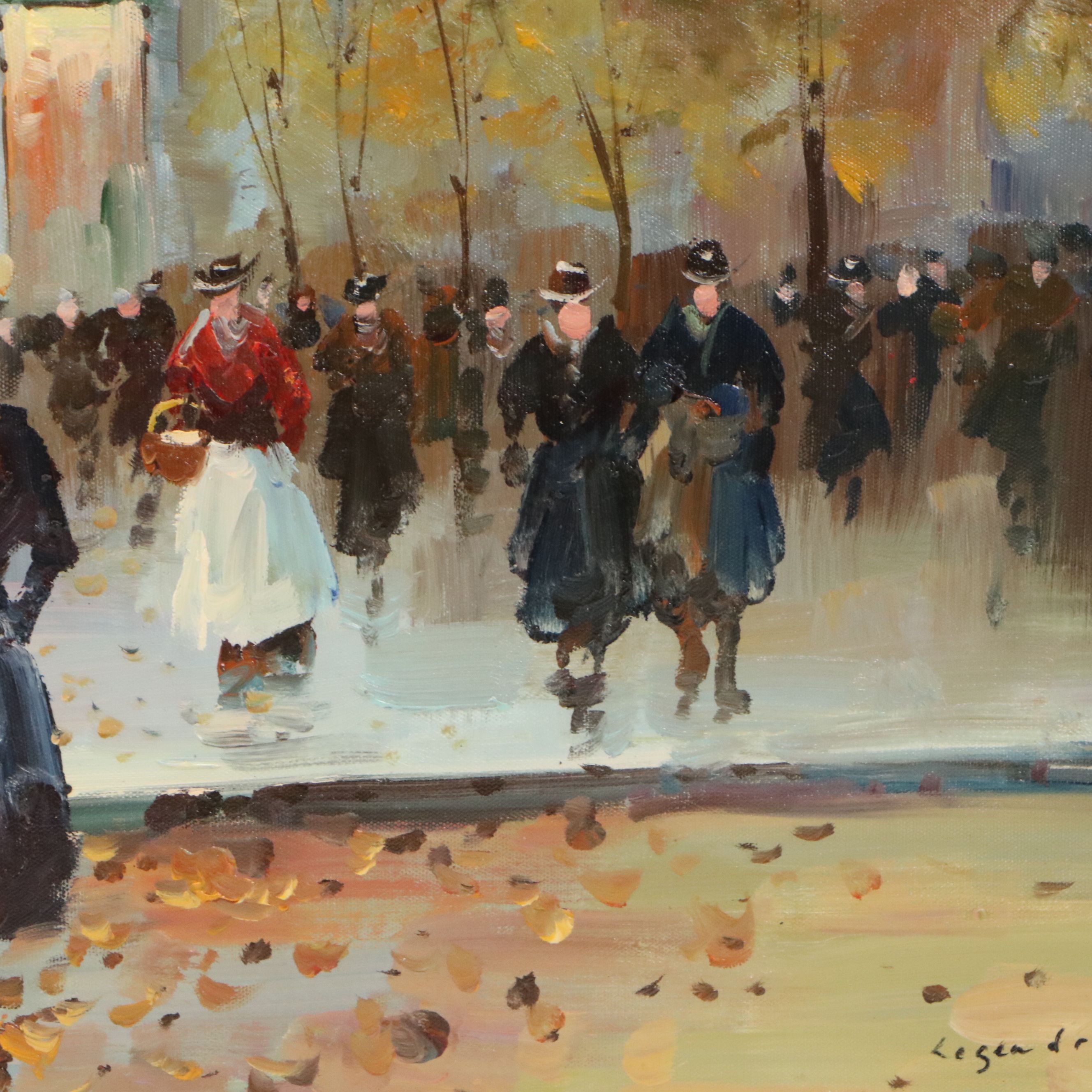 Oil Master Copy of Edouard Cortès "Place de la Madeleine," 21st Century