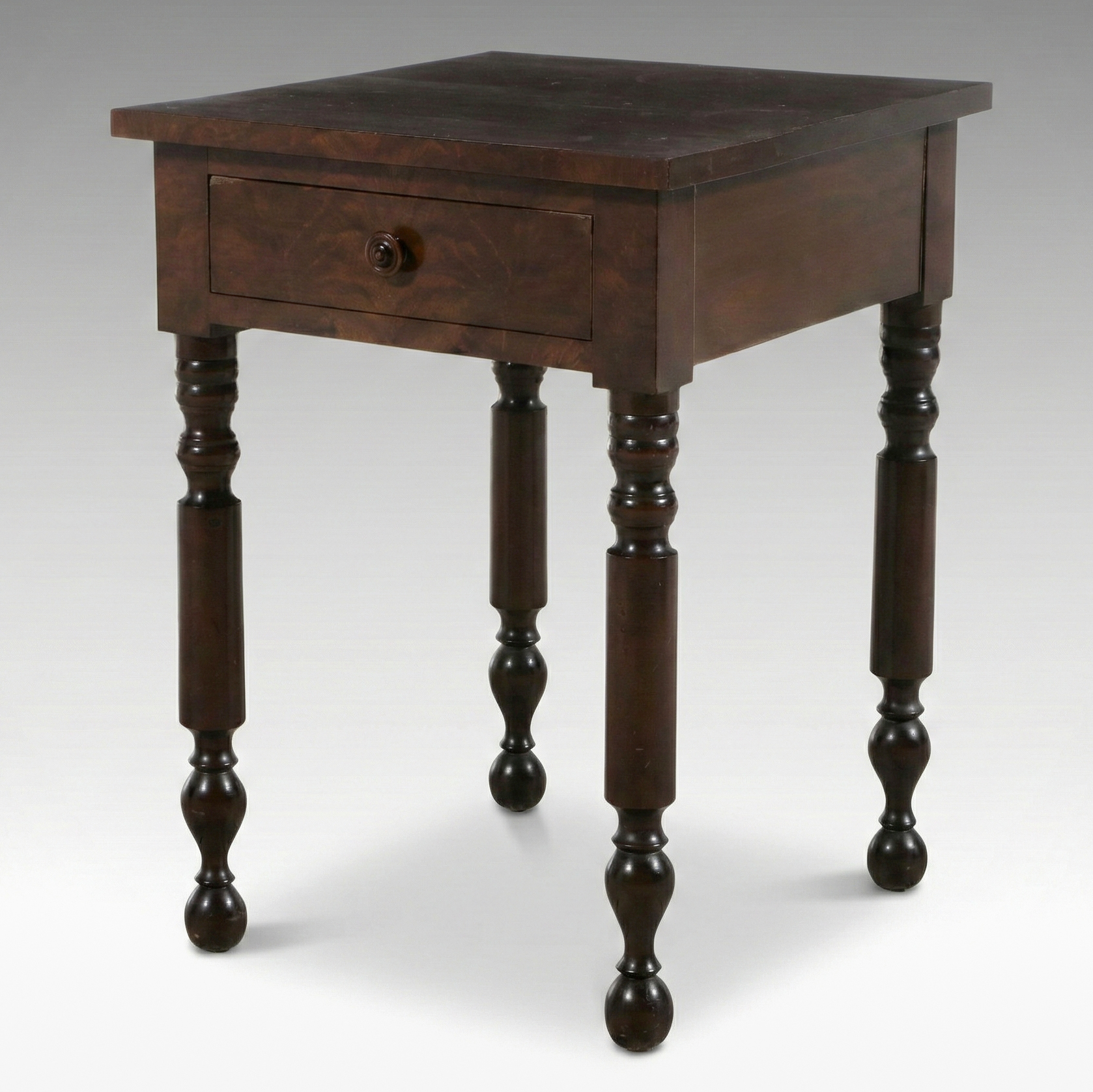 American Classical Mahogany One-Drawer Side Table, 19th Century