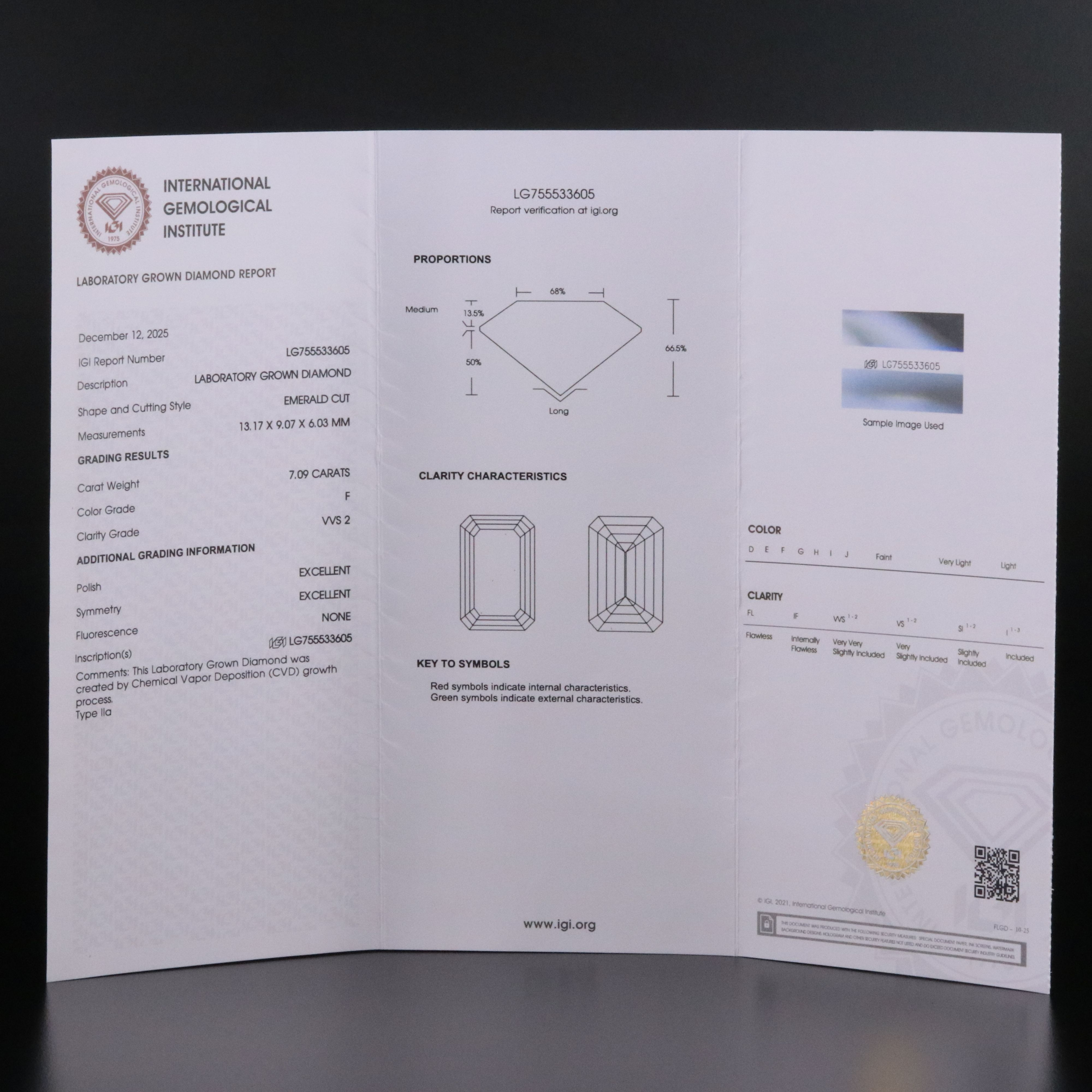 14K 7.32 CTW Lab Grown Diamond Ring with IGI Report