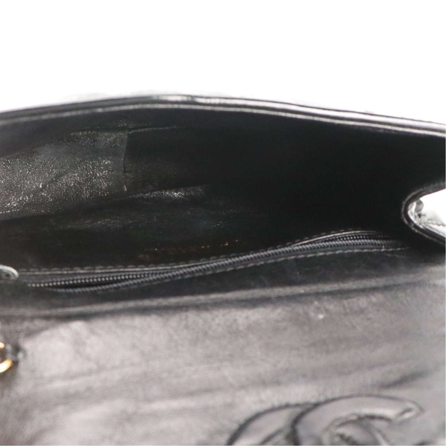 Chanel Vintage Small Flap Shoulder Bag in Black Quilted Patent Leather