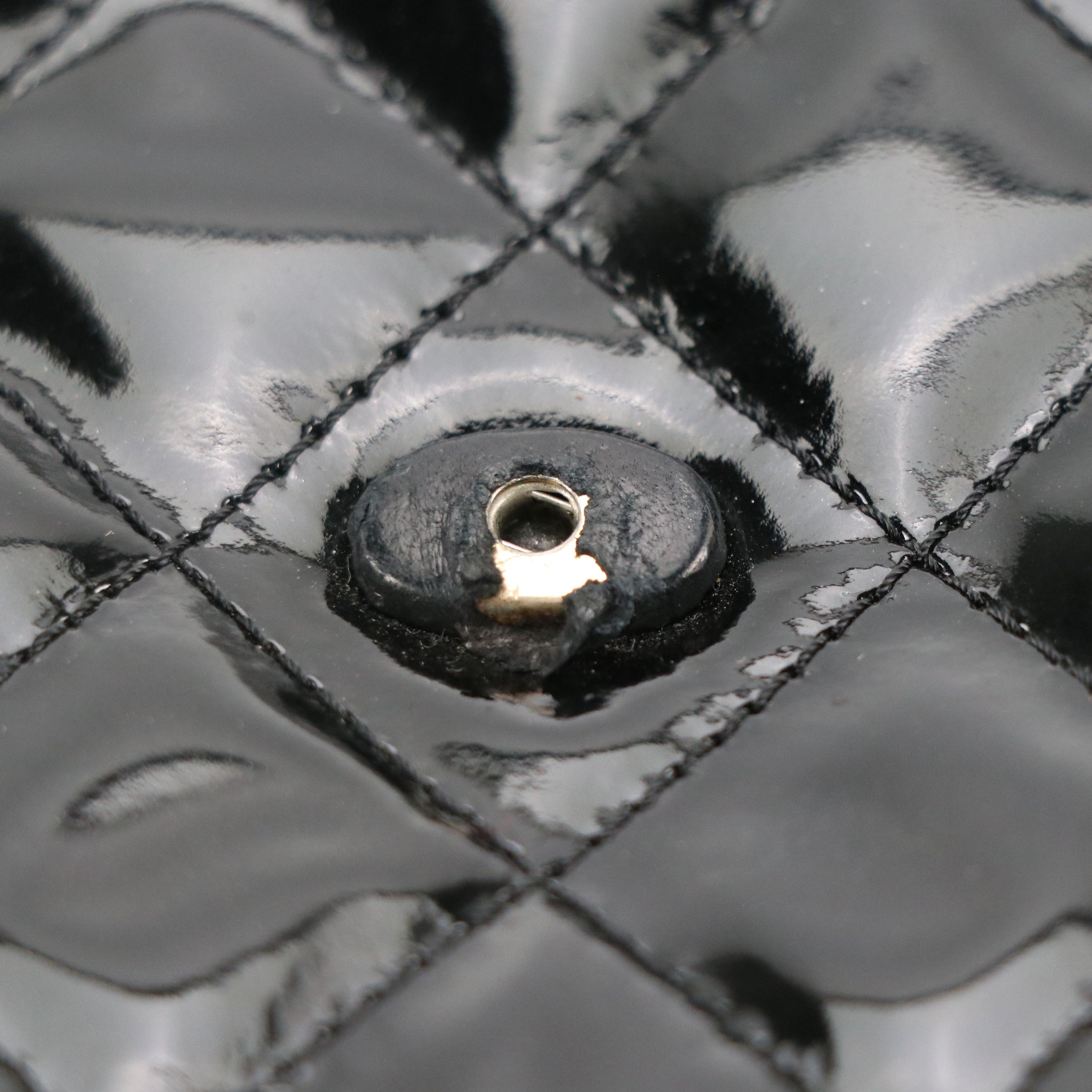 Chanel Vintage Small Flap Shoulder Bag in Black Quilted Patent Leather