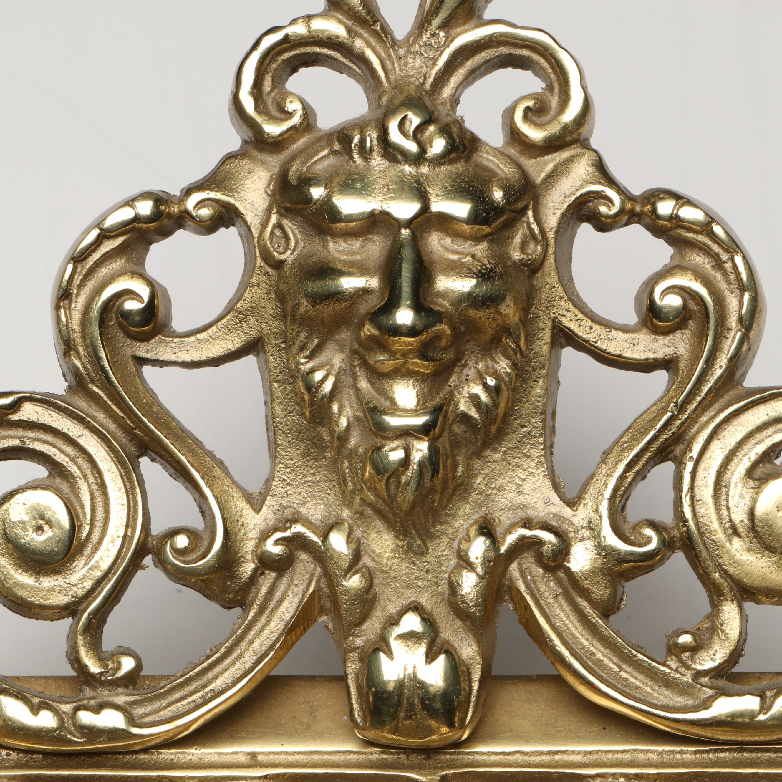 Rococo Revival Gilt Brass Openwork Lion Head Double Inkwell
