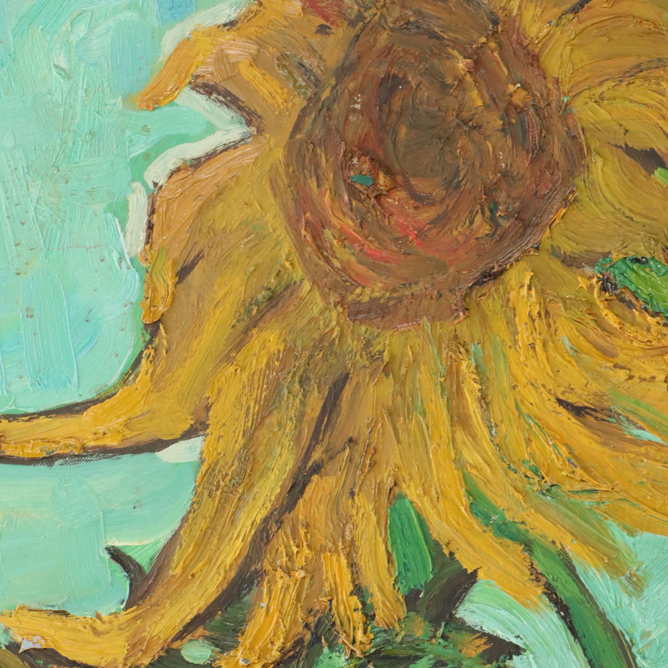 Oil Master Copy of Vincent Van Gogh's "Sunflowers," 21st Century