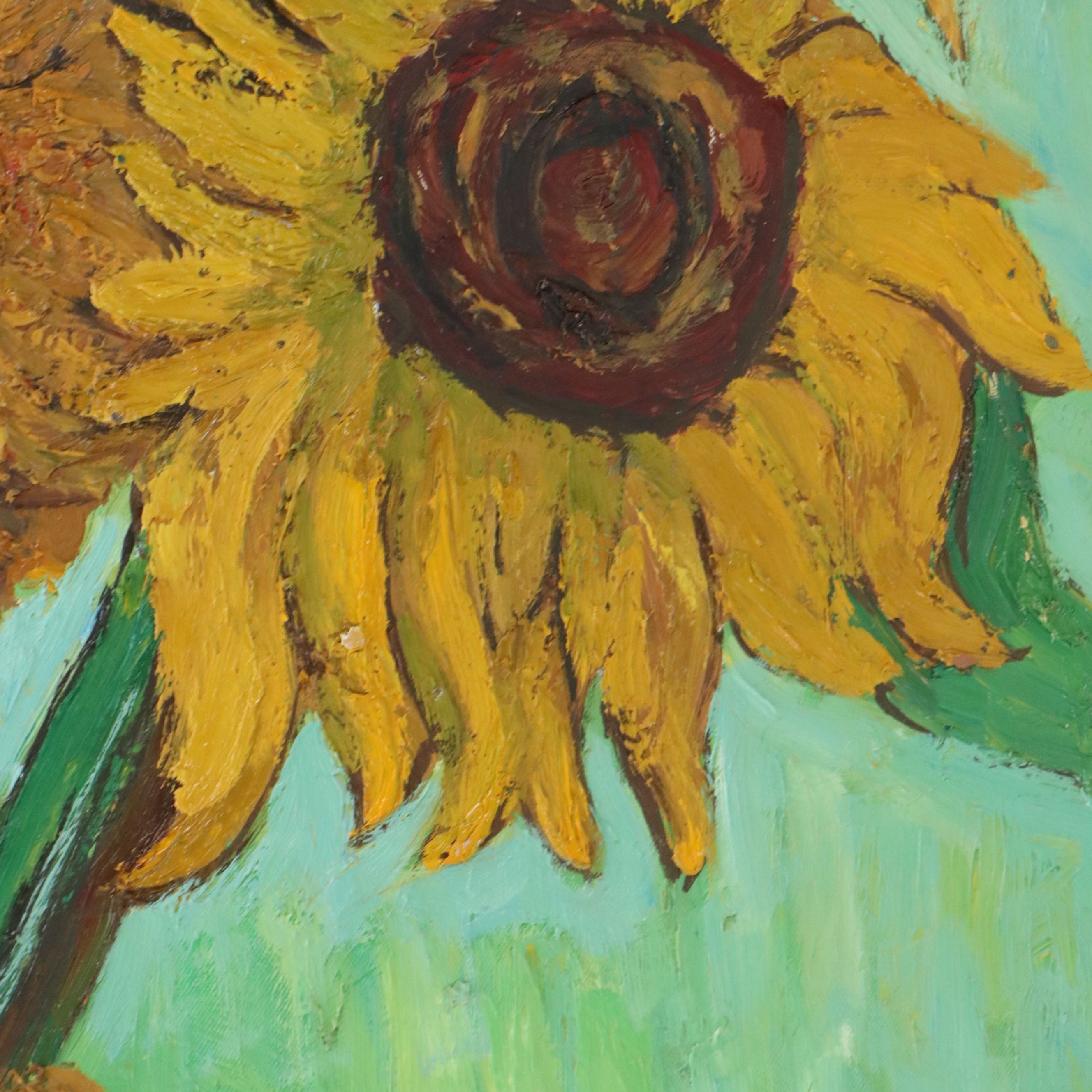 Oil Master Copy of Vincent Van Gogh's "Sunflowers," 21st Century