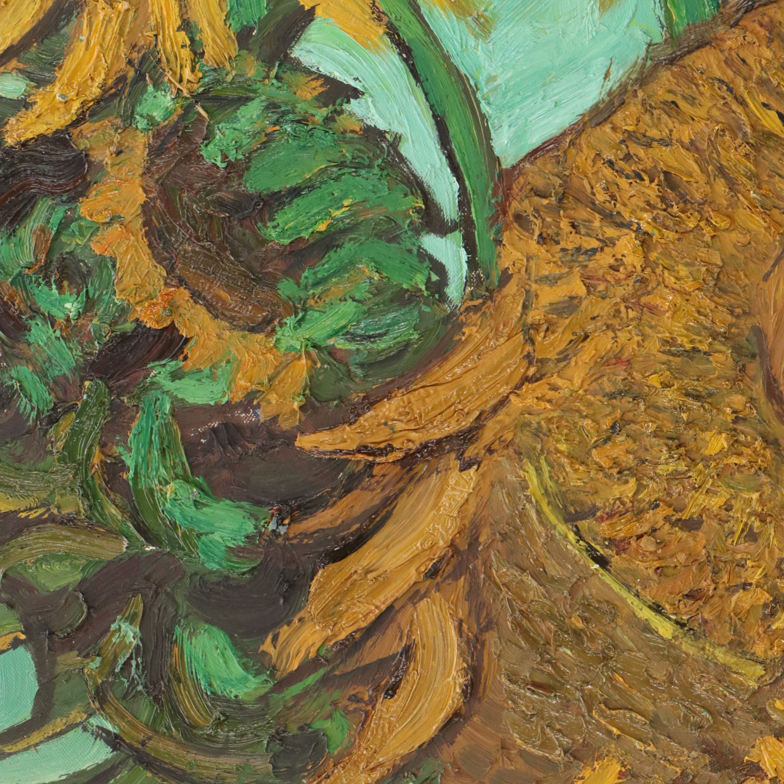 Oil Master Copy of Vincent Van Gogh's "Sunflowers," 21st Century