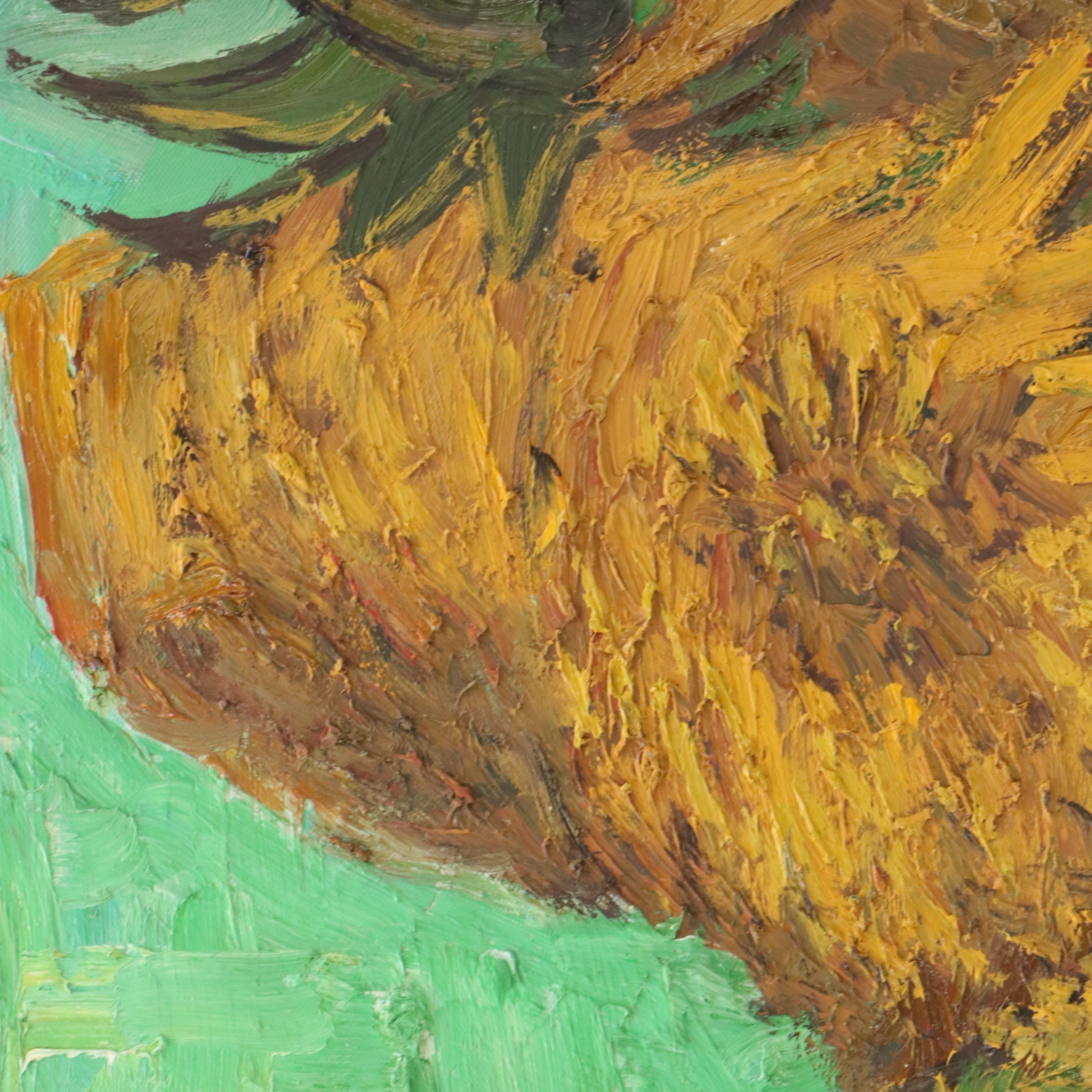 Oil Master Copy of Vincent Van Gogh's "Sunflowers," 21st Century